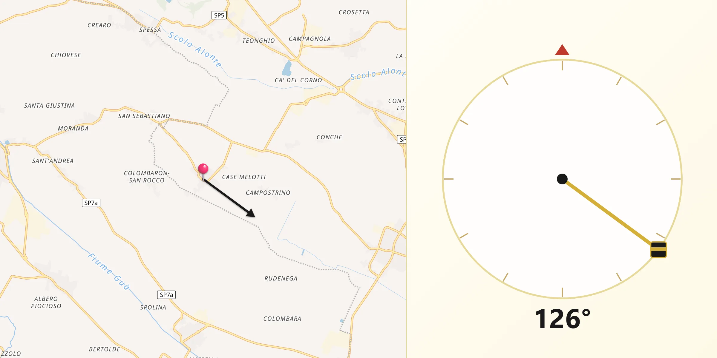 Direzione della Qibla da Asigliano Veneto