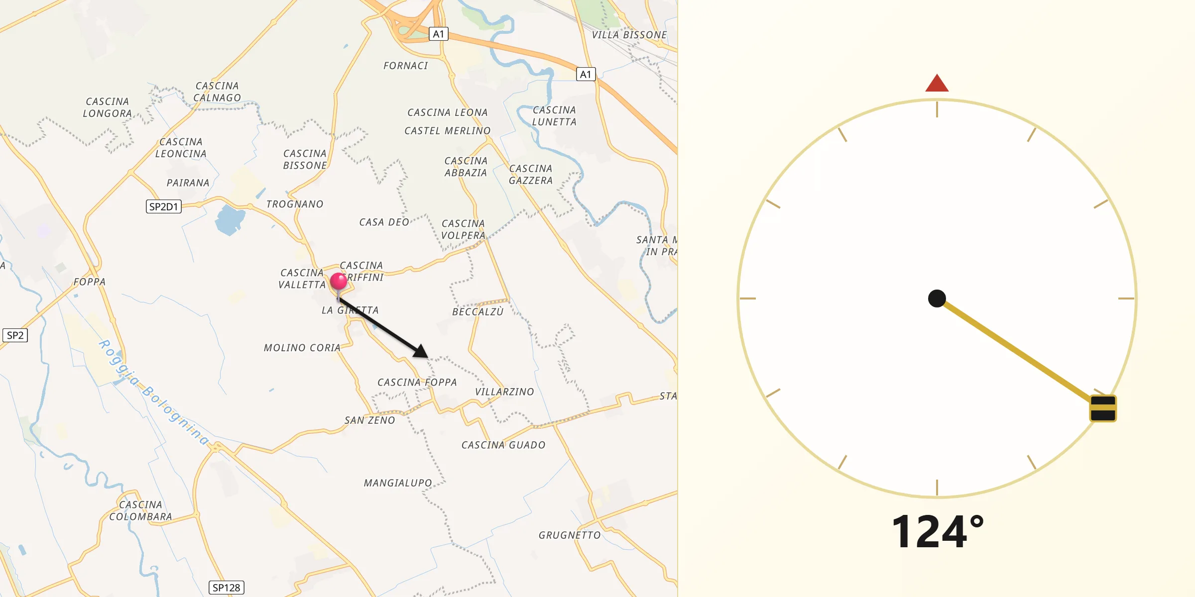 Direzione della Qibla da Bascapè