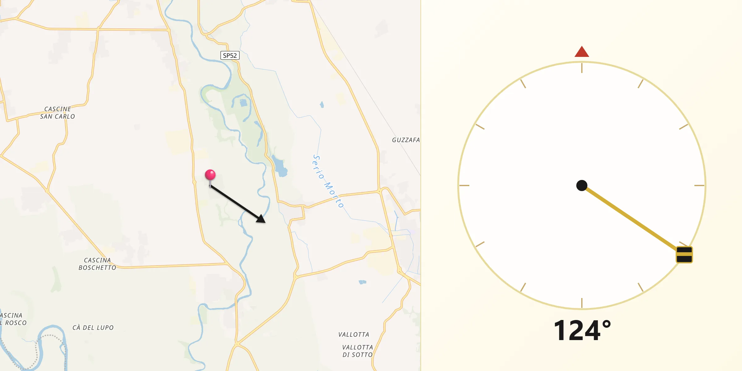 Direzione della Qibla da Ripalta Guerina