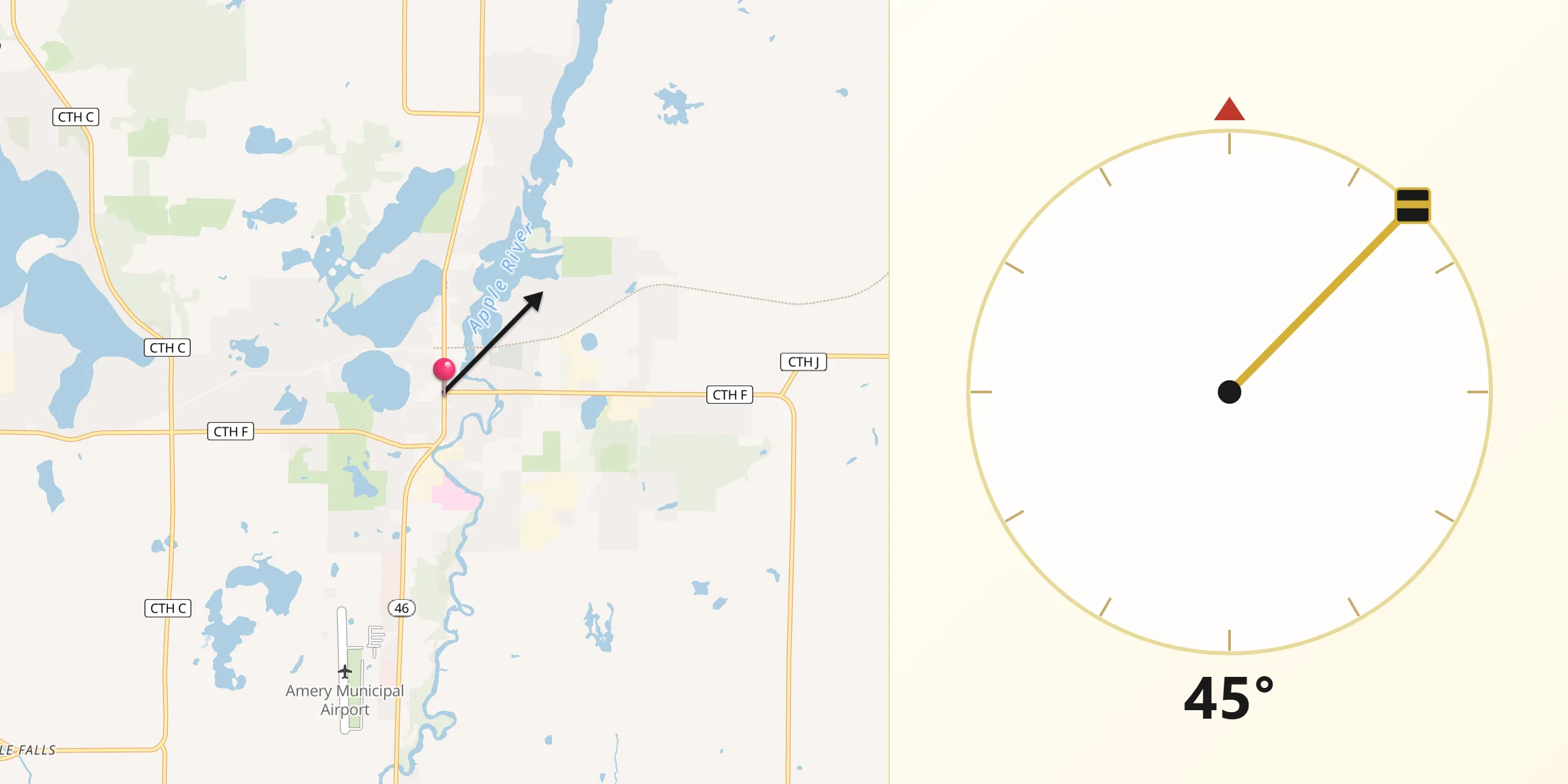Qibla Direction from Amery