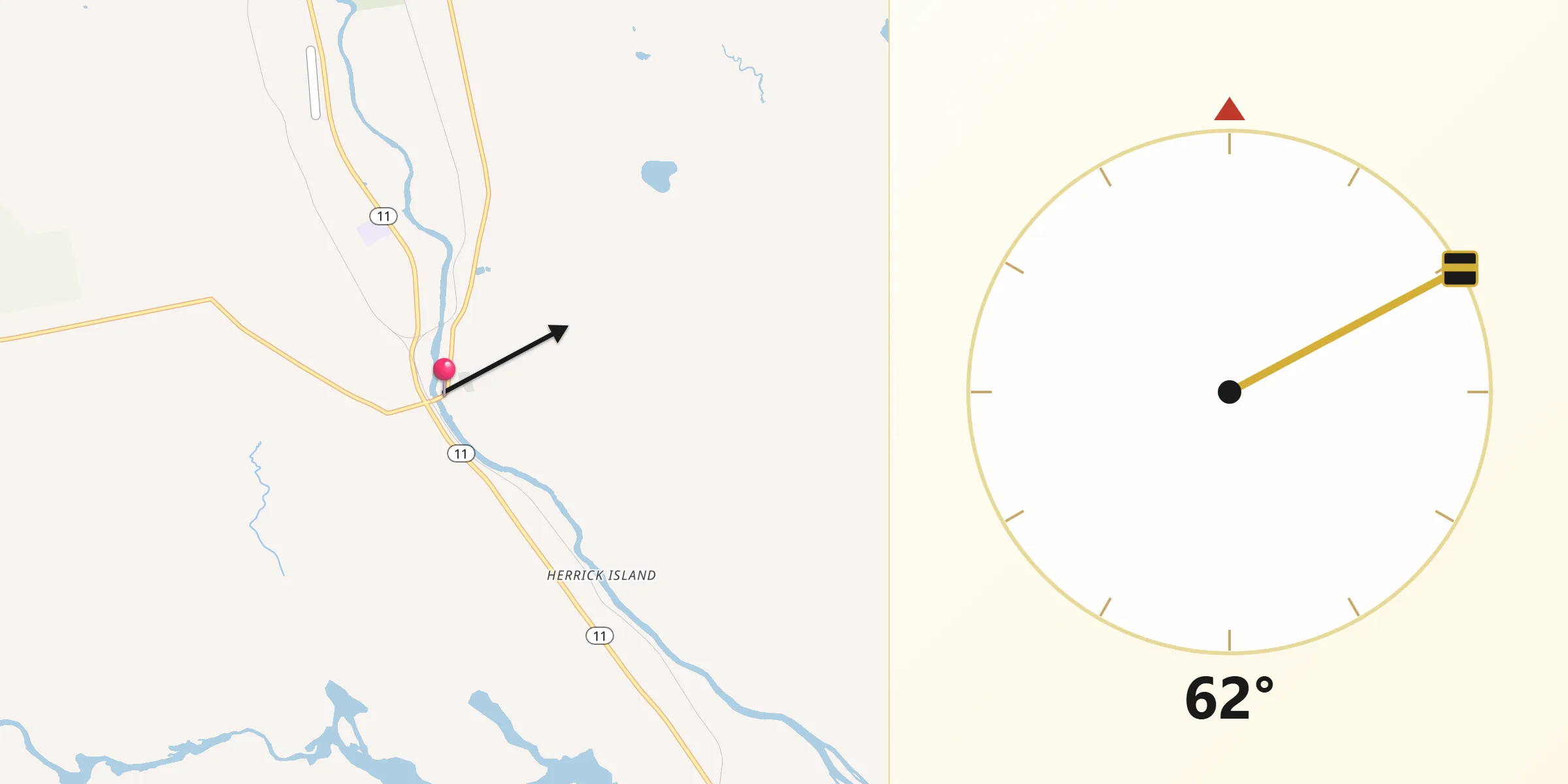 Qibla Direction from Brownville