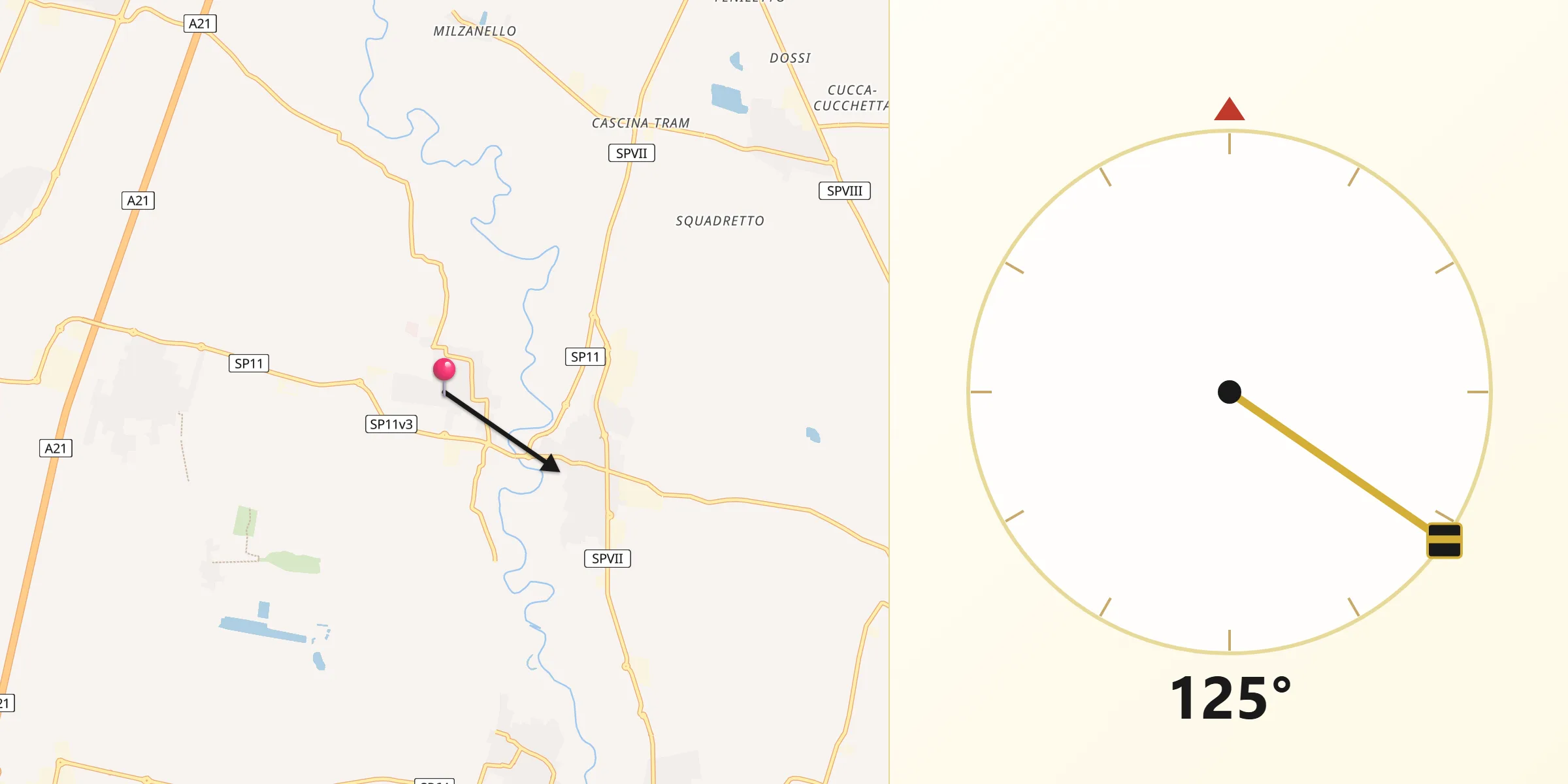 Direzione della Qibla da Cigole