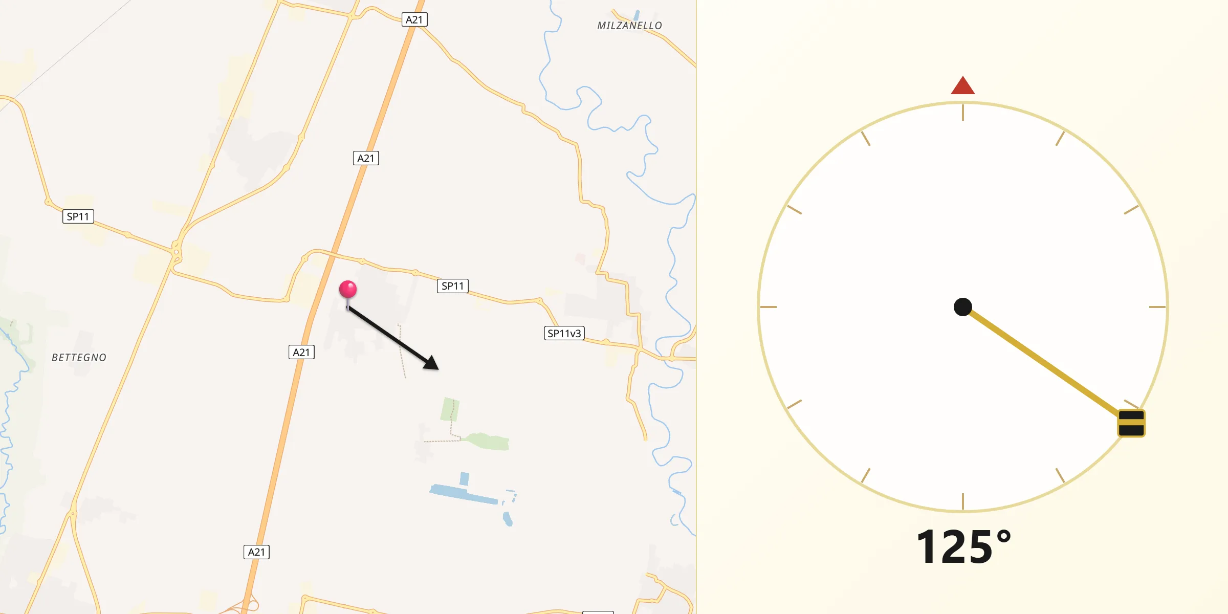 Direzione della Qibla da San Gervasio Bresciano