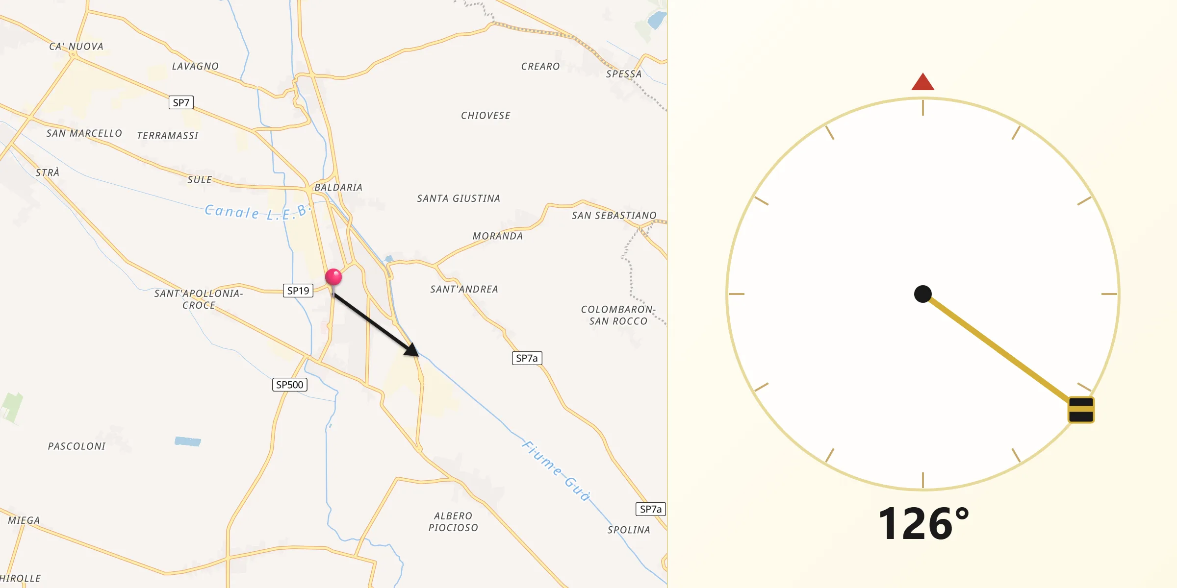 Direzione della Qibla da Cologna Veneta