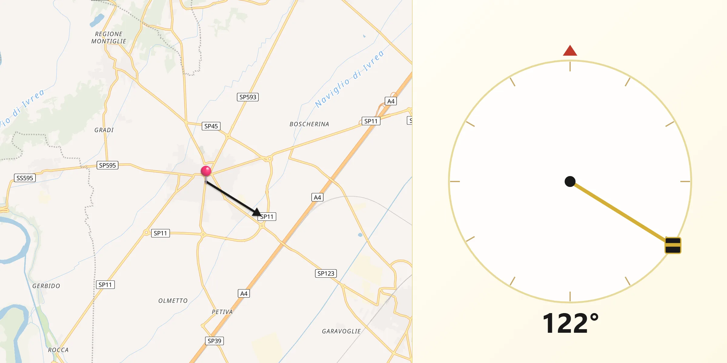 Direzione della Qibla da Cigliano