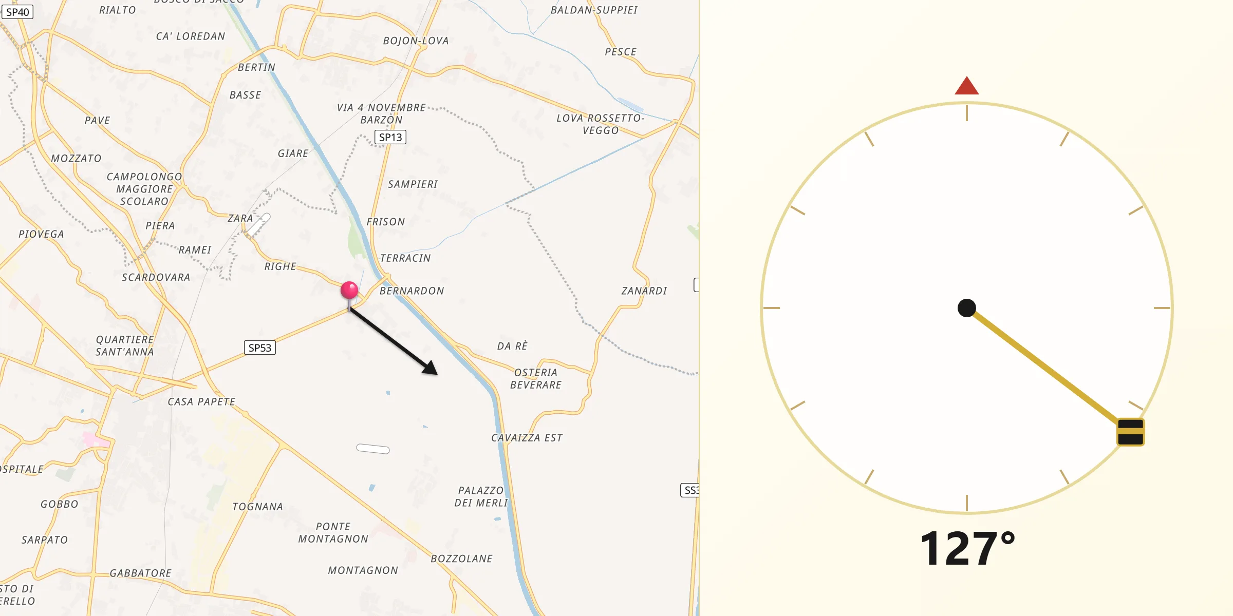 Direzione della Qibla da Corte