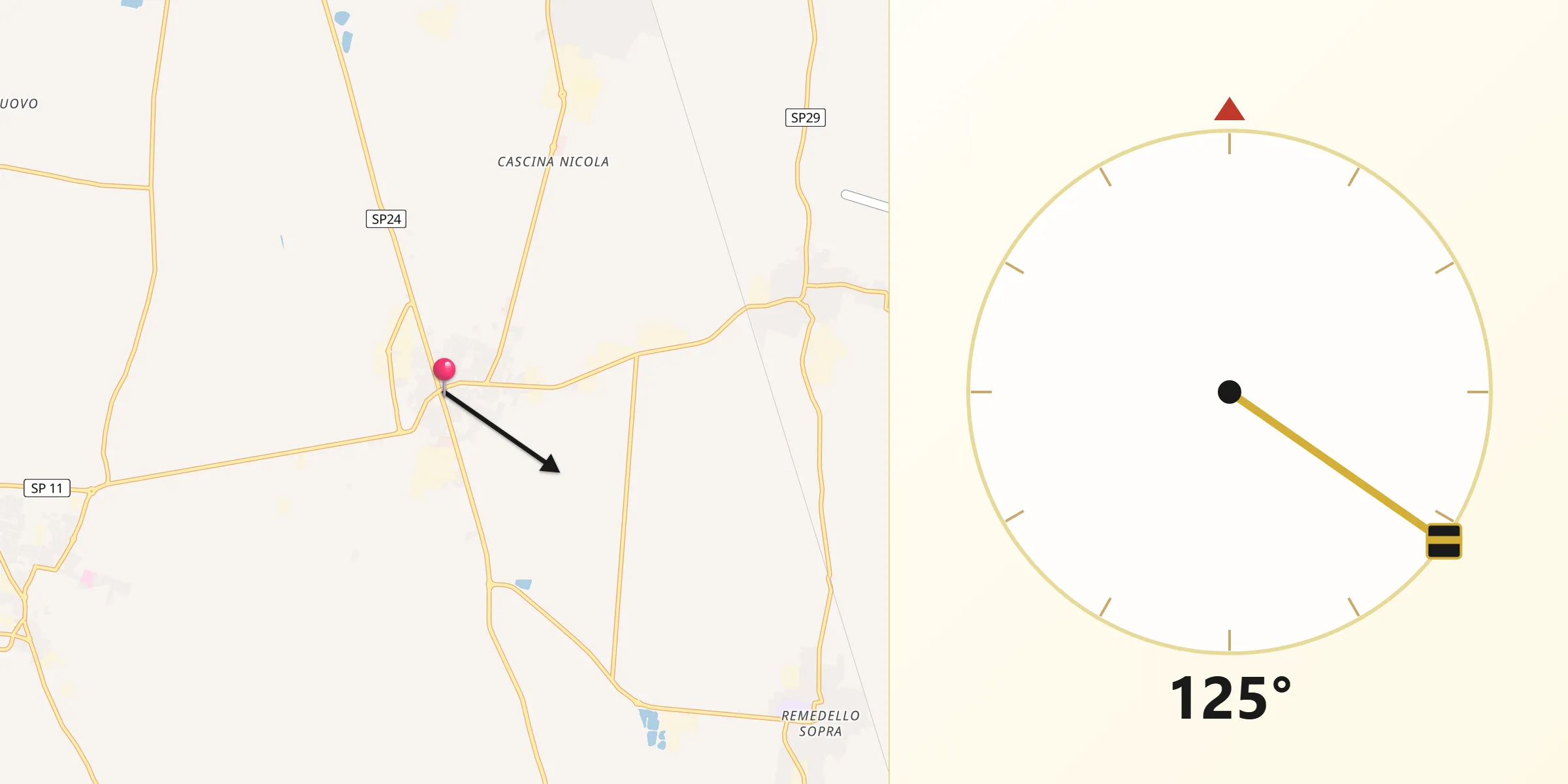 Direzione della Qibla da Isorella