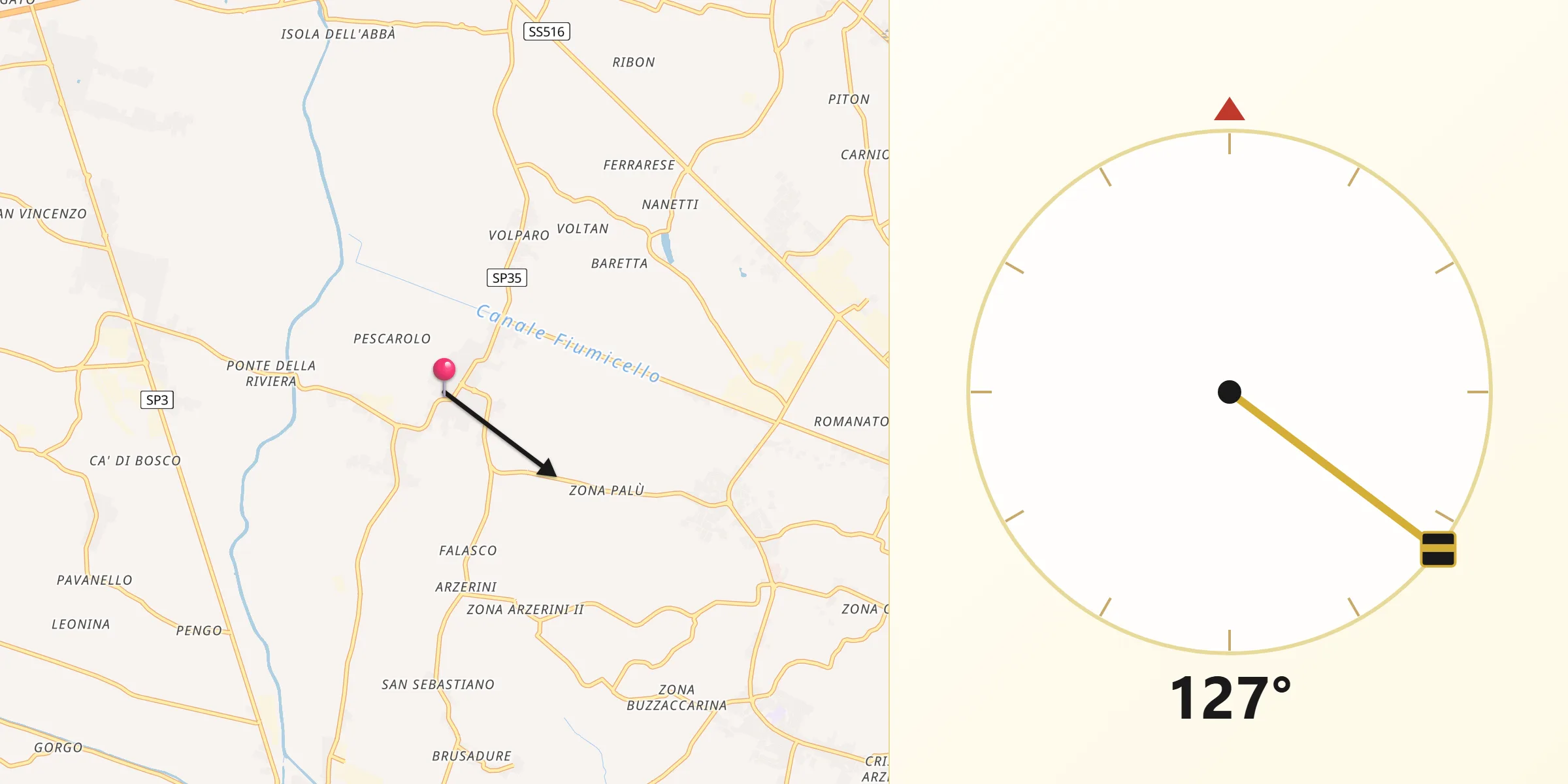Direzione della Qibla da Polverara