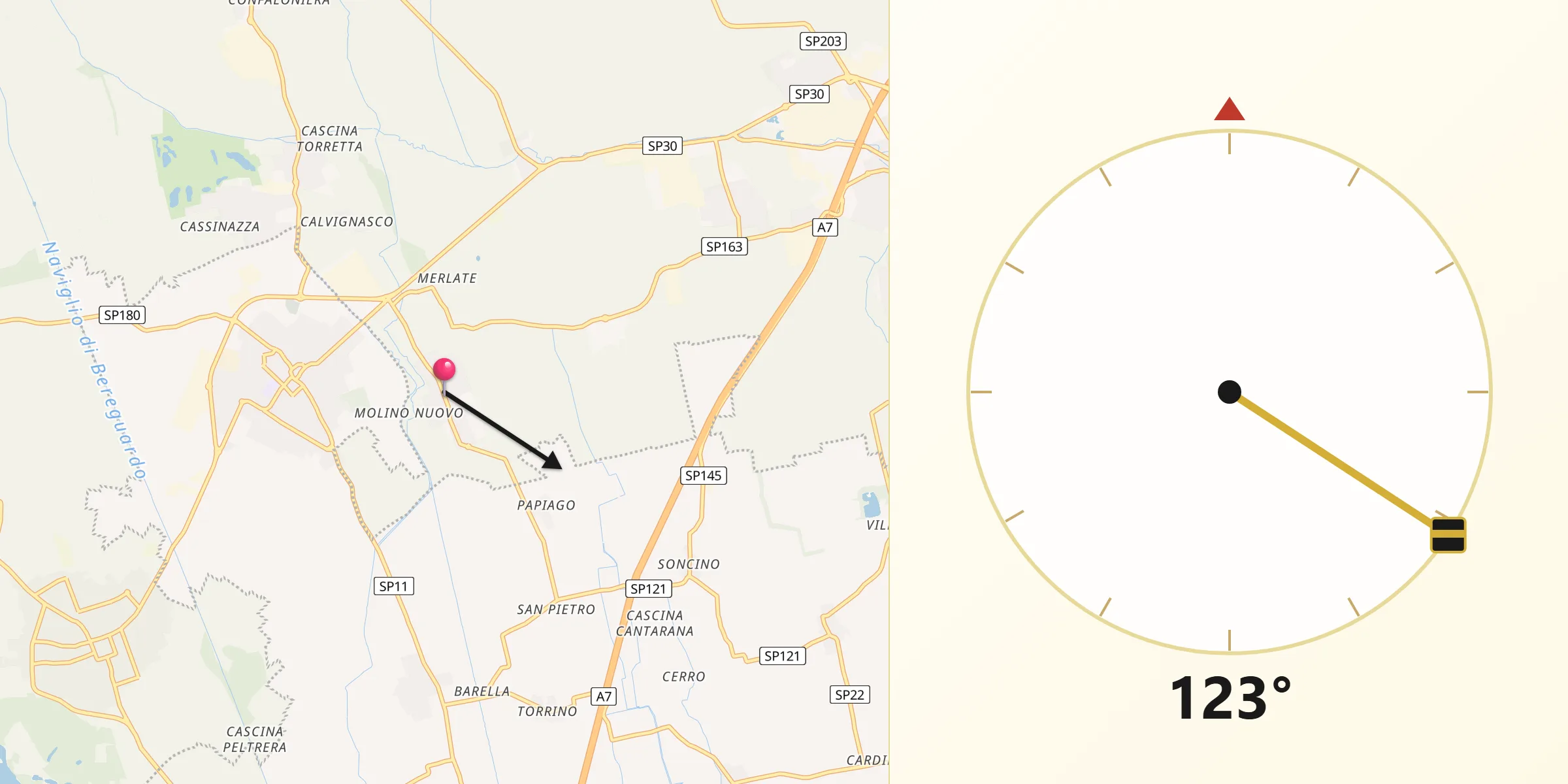Direzione della Qibla da Moncucco