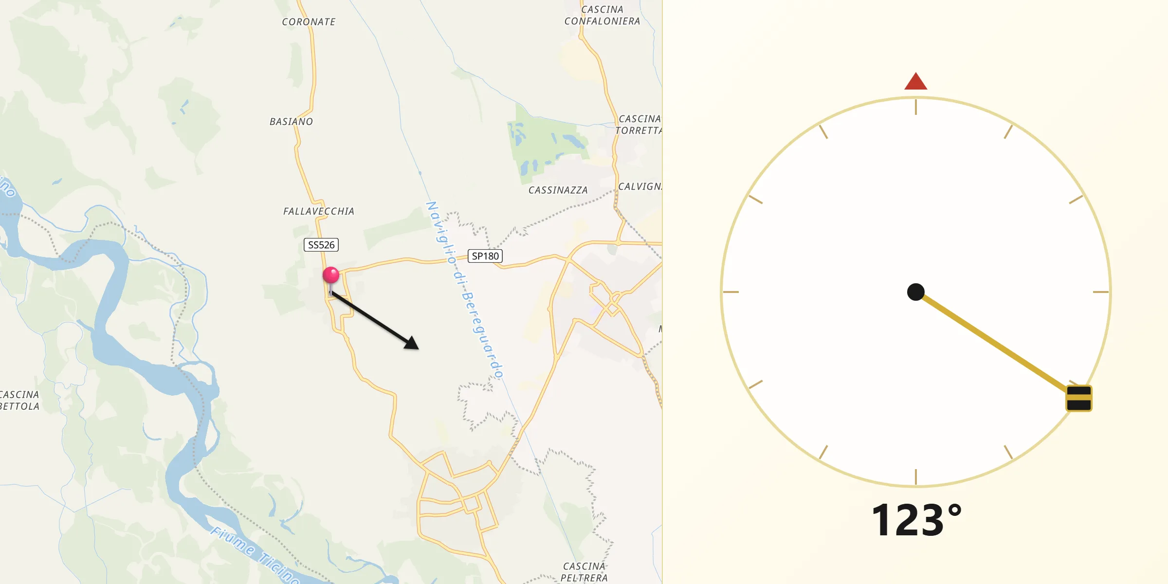 Direzione della Qibla da Besate