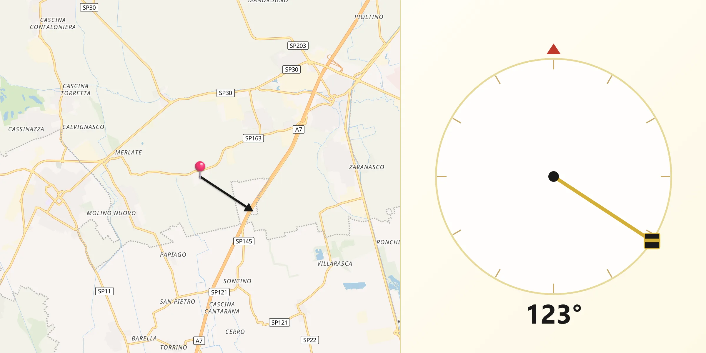 Direzione della Qibla da Vernate