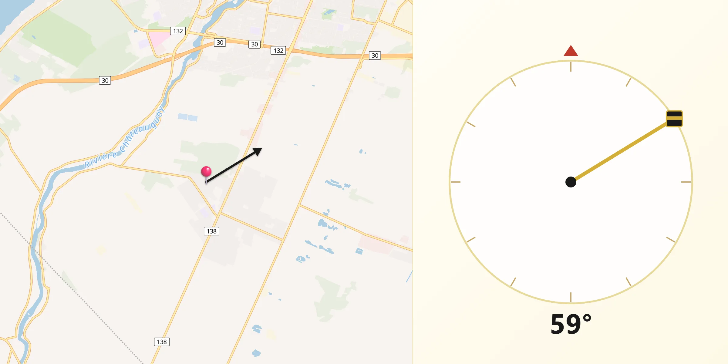 Qibla Direction from Mercier