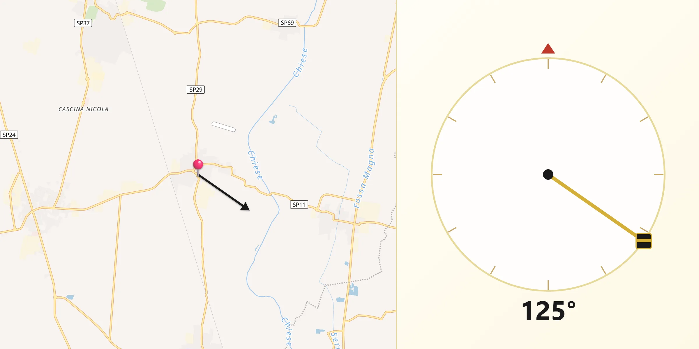 Direzione della Qibla da Visano