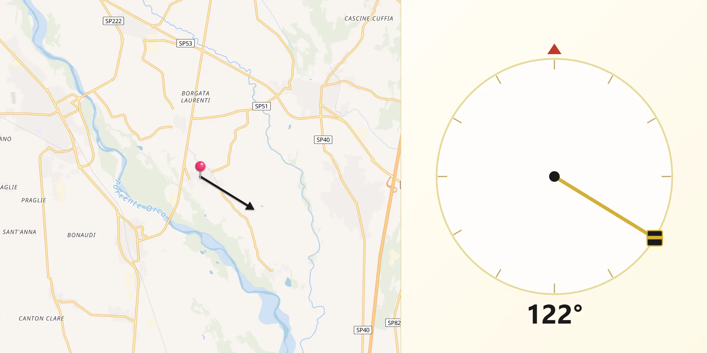Direzione della Qibla da Lusigliè