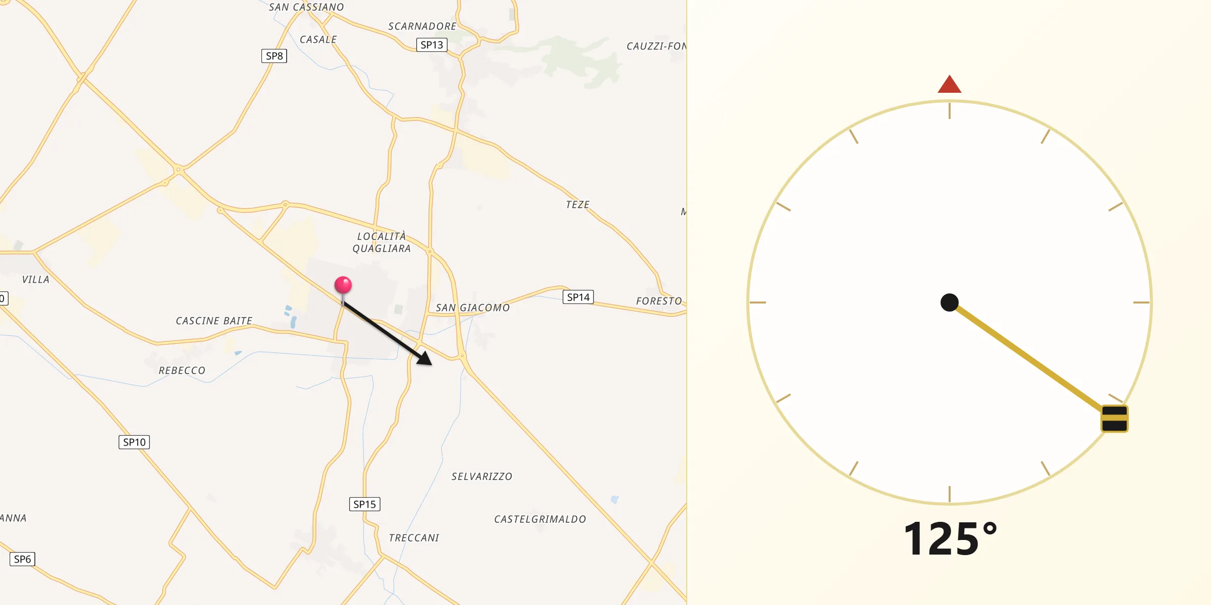 Direzione della Qibla da Guidizzolo