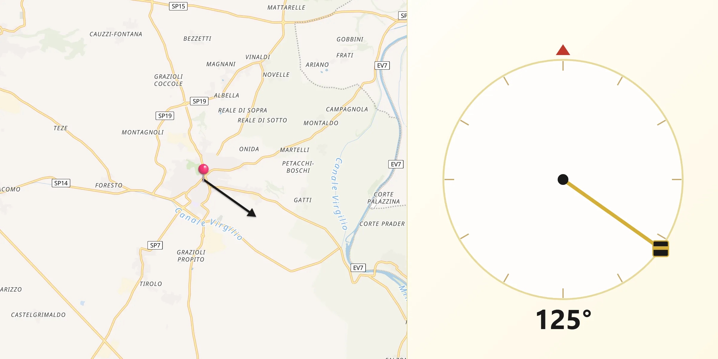 Direzione della Qibla da Volta Mantovana