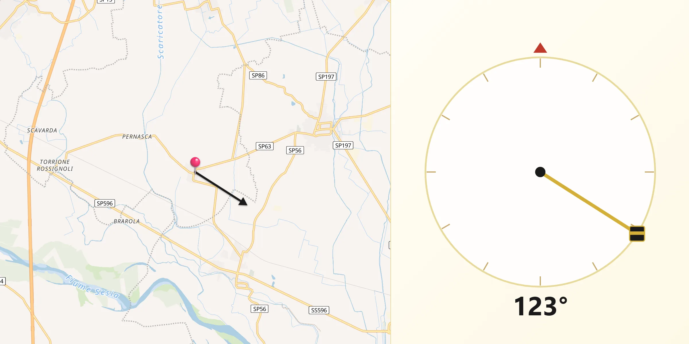 Direzione della Qibla da Vinzaglio
