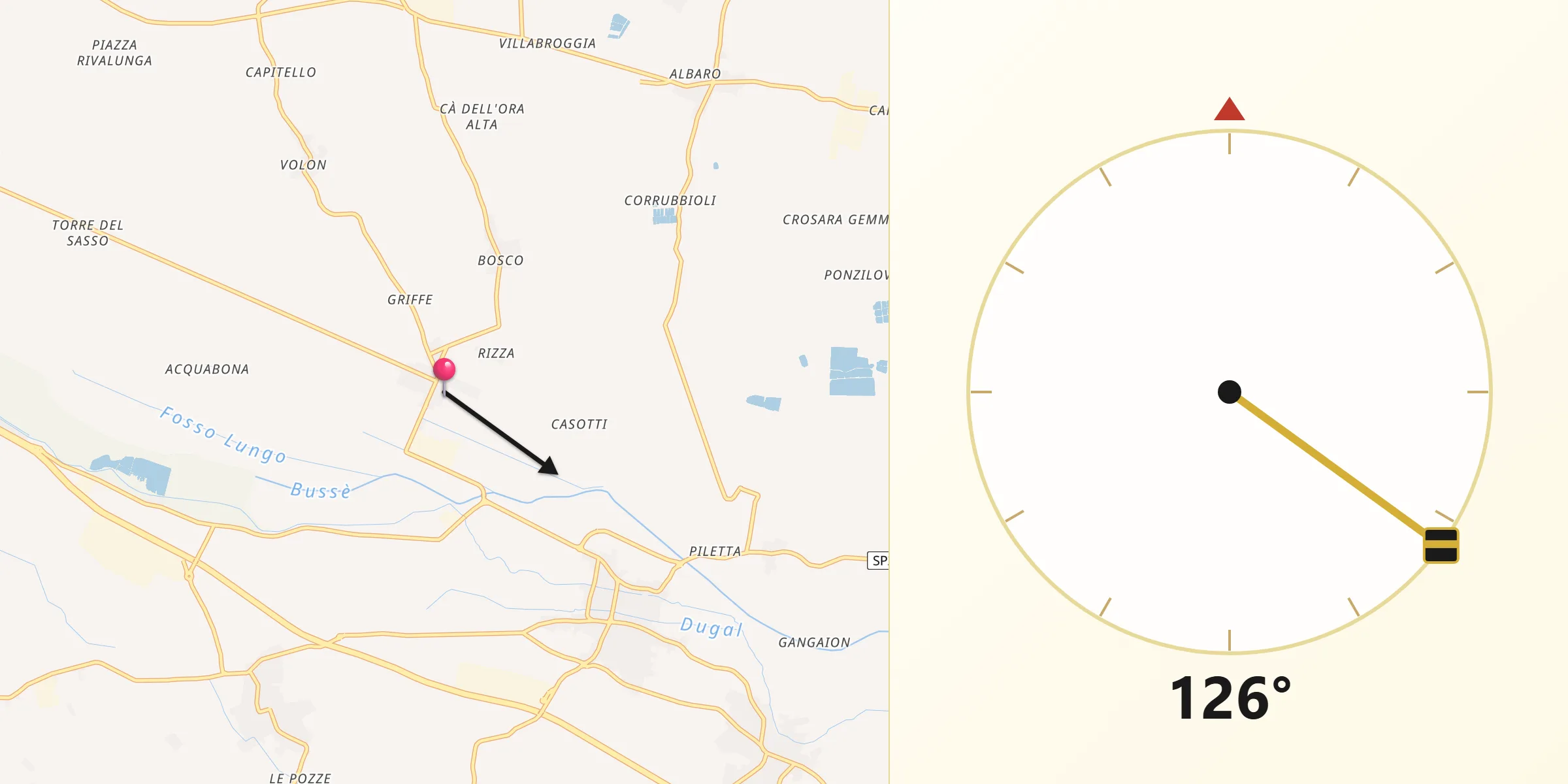 Direzione della Qibla da Palù