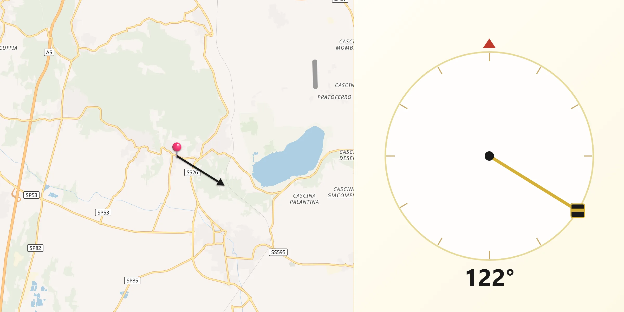 Direzione della Qibla da Barone Canavese