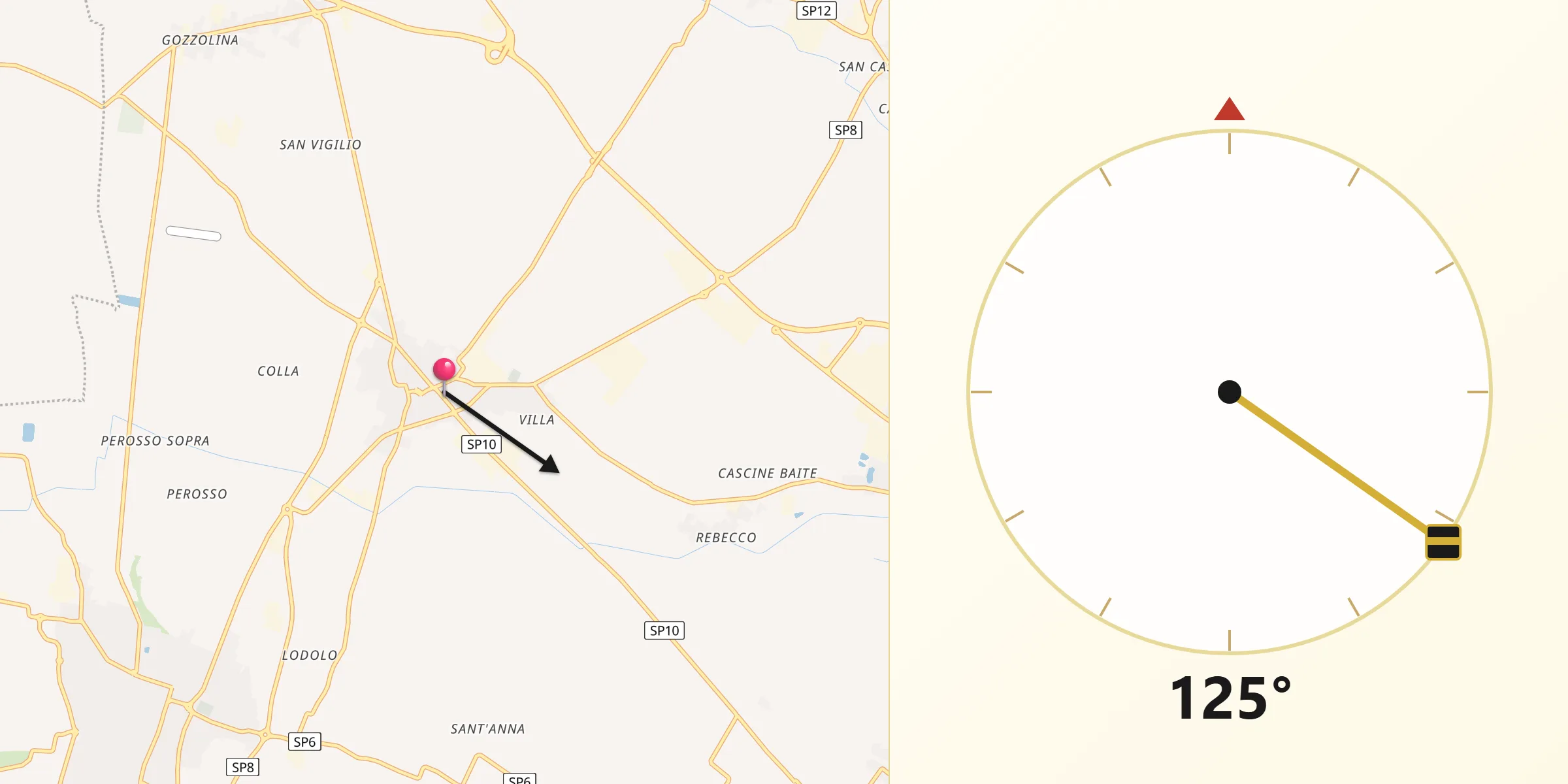 Direzione della Qibla da Medole
