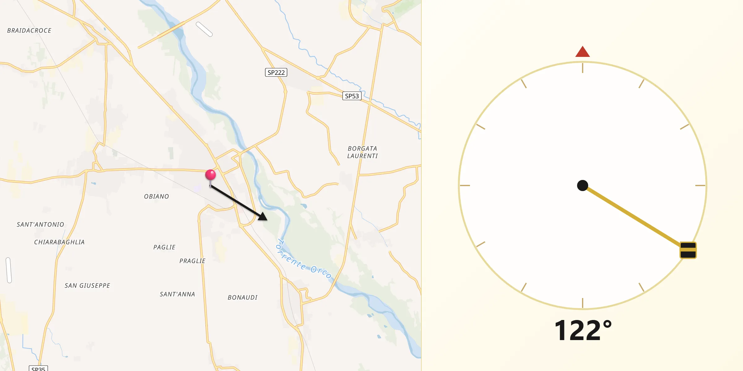 Direzione della Qibla da Rivarolo Canavese