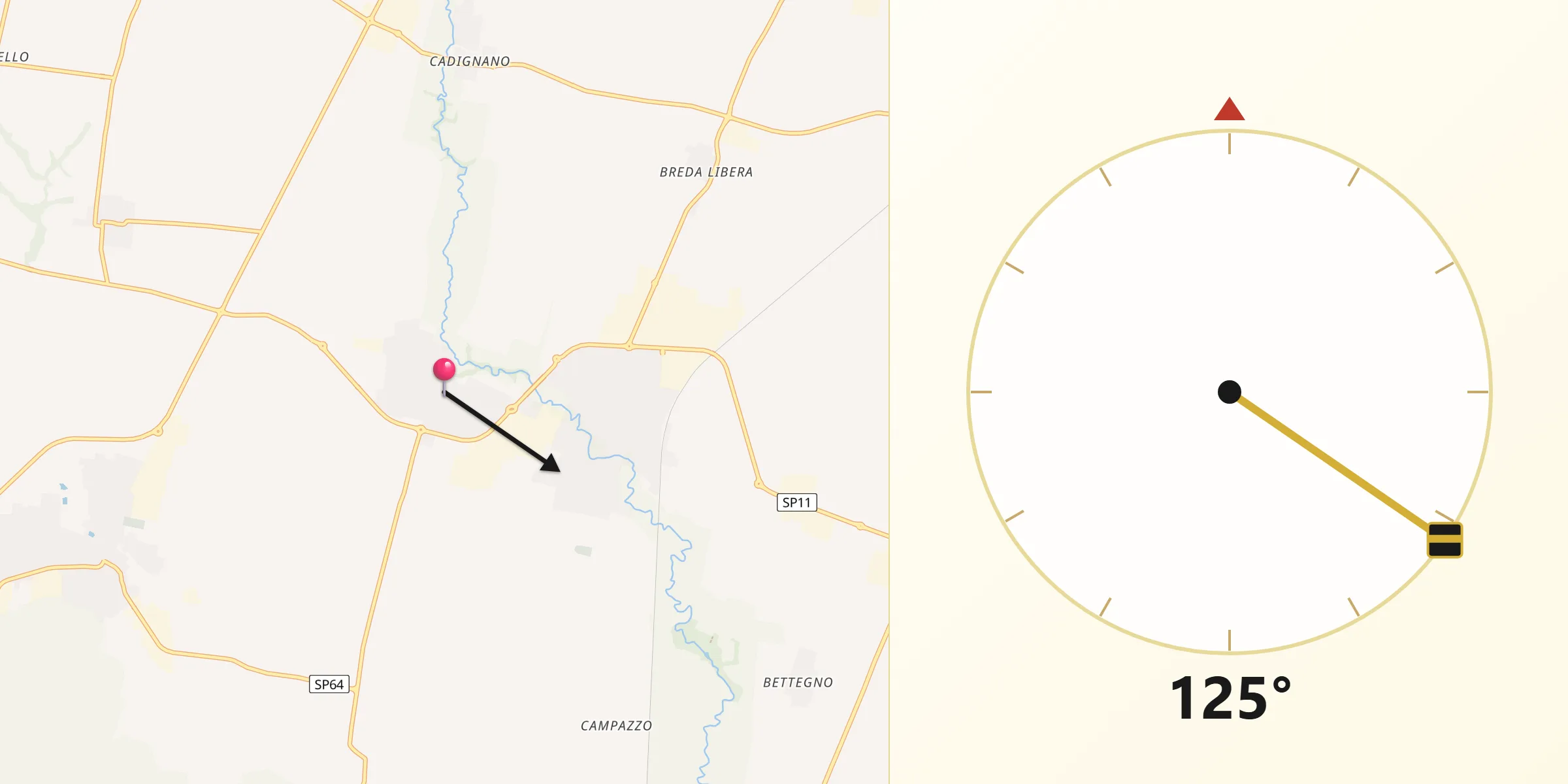 Direzione della Qibla da Verolavecchia