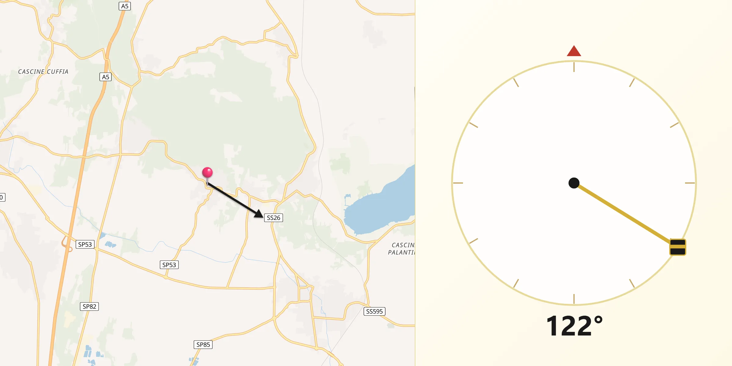 Direzione della Qibla da Orio Canavese