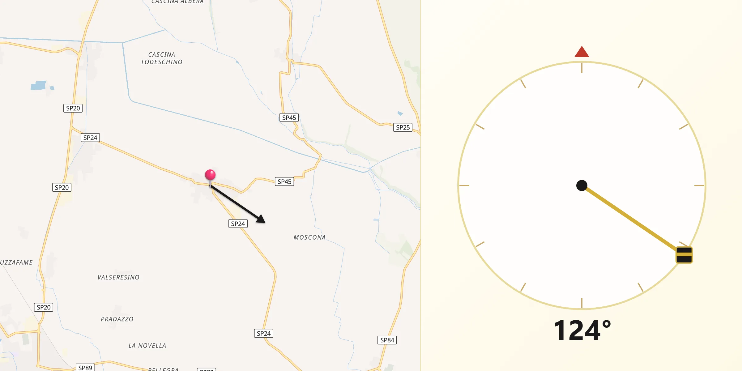 Direzione della Qibla da Trigolo