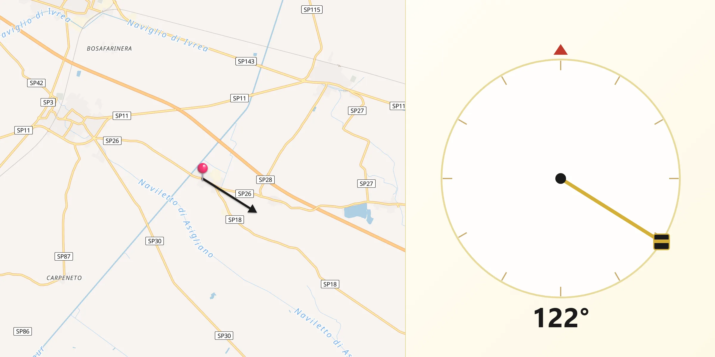 Direzione della Qibla da Crova