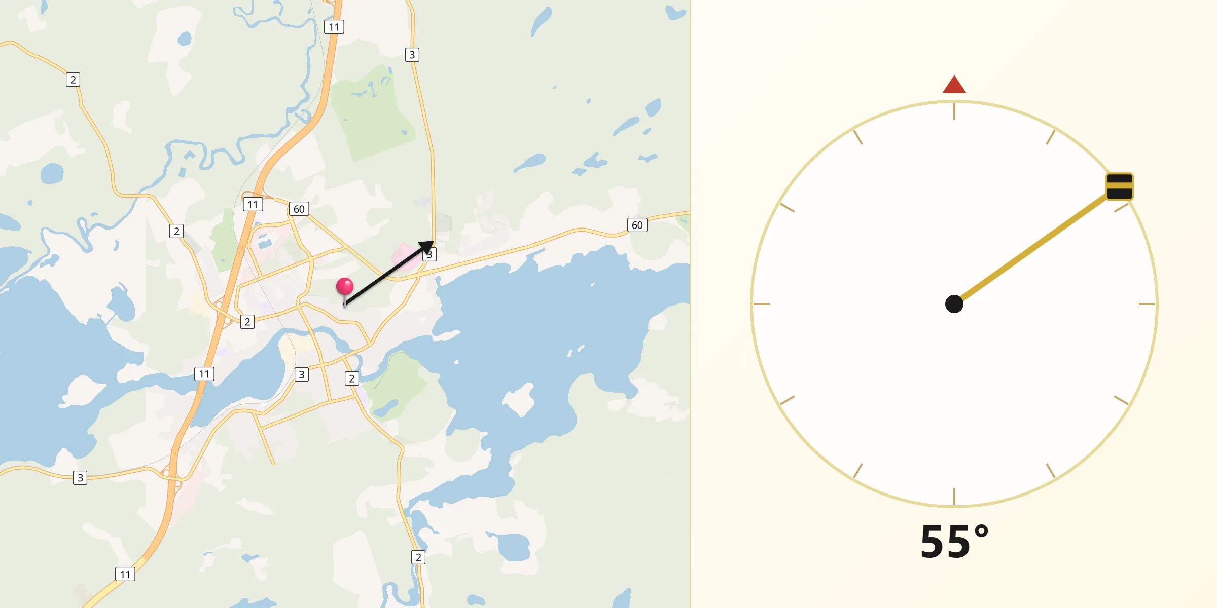 Qibla Direction from Huntsville