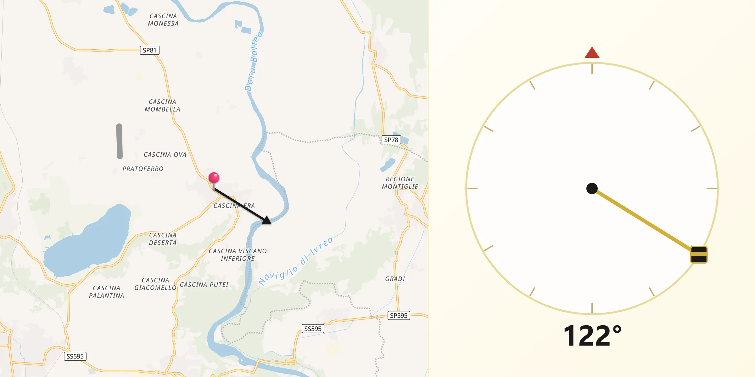 Direzione della Qibla da Vische