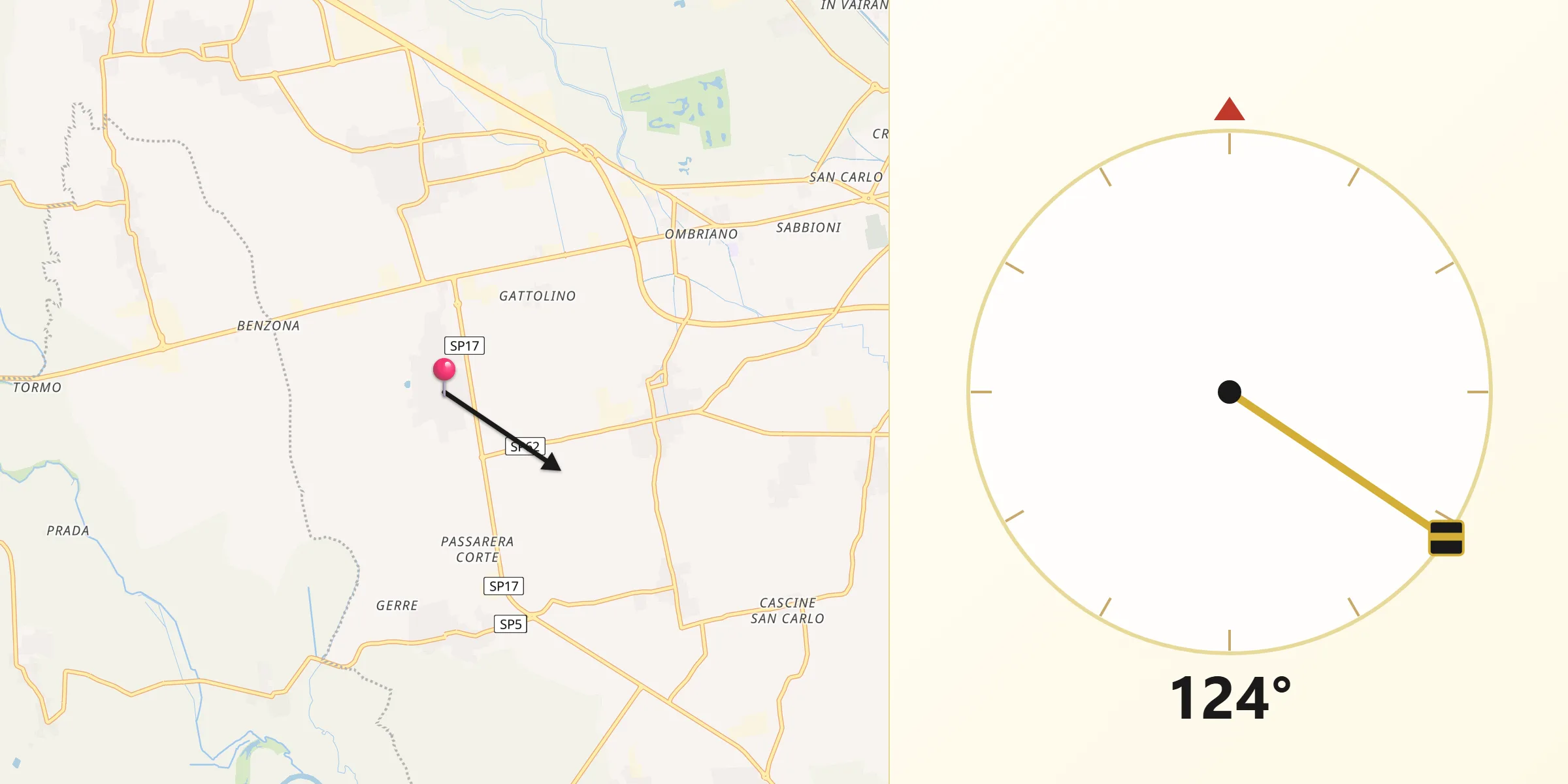 Direzione della Qibla da Chieve