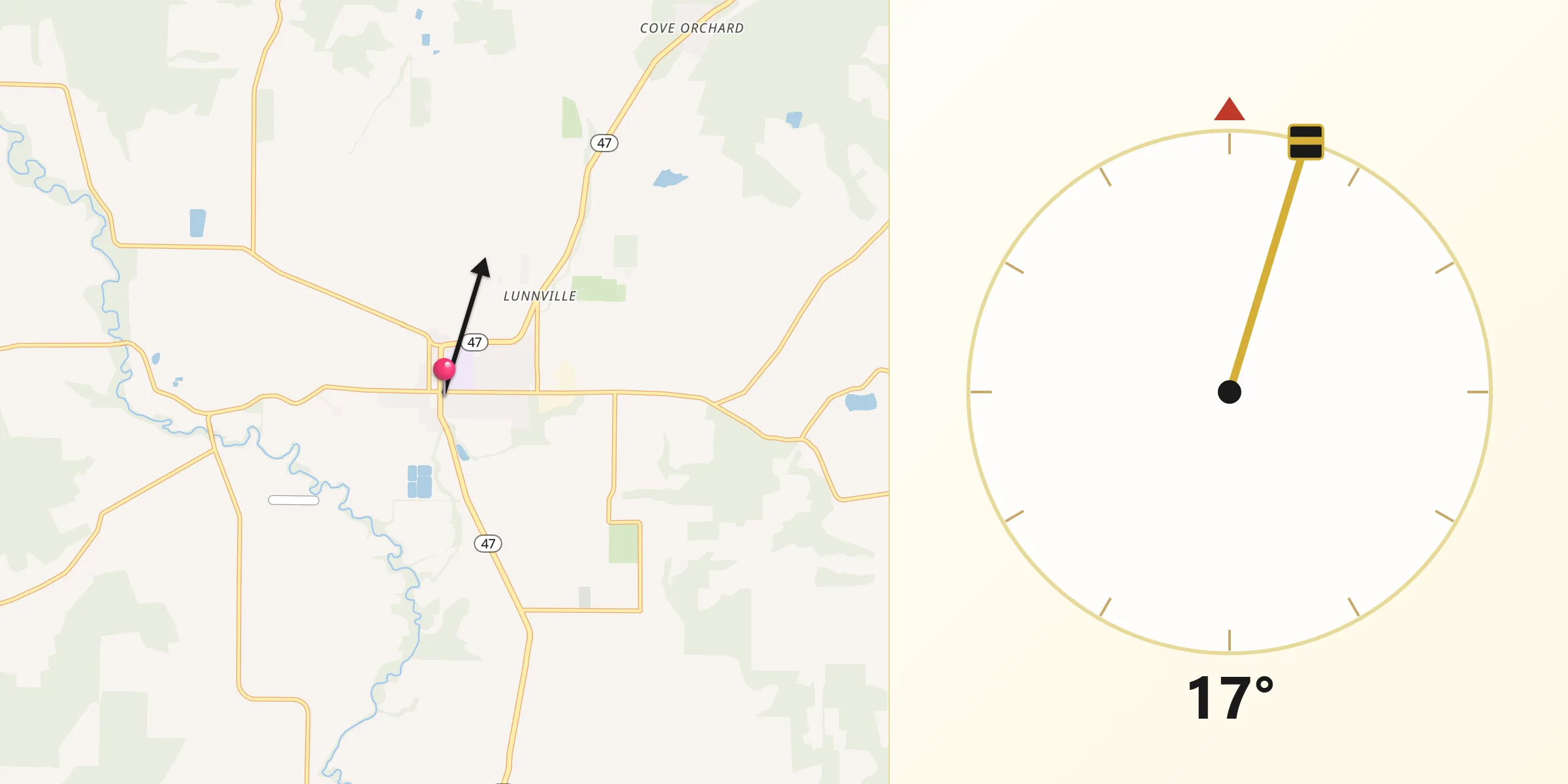 Qibla Direction from Yamhill