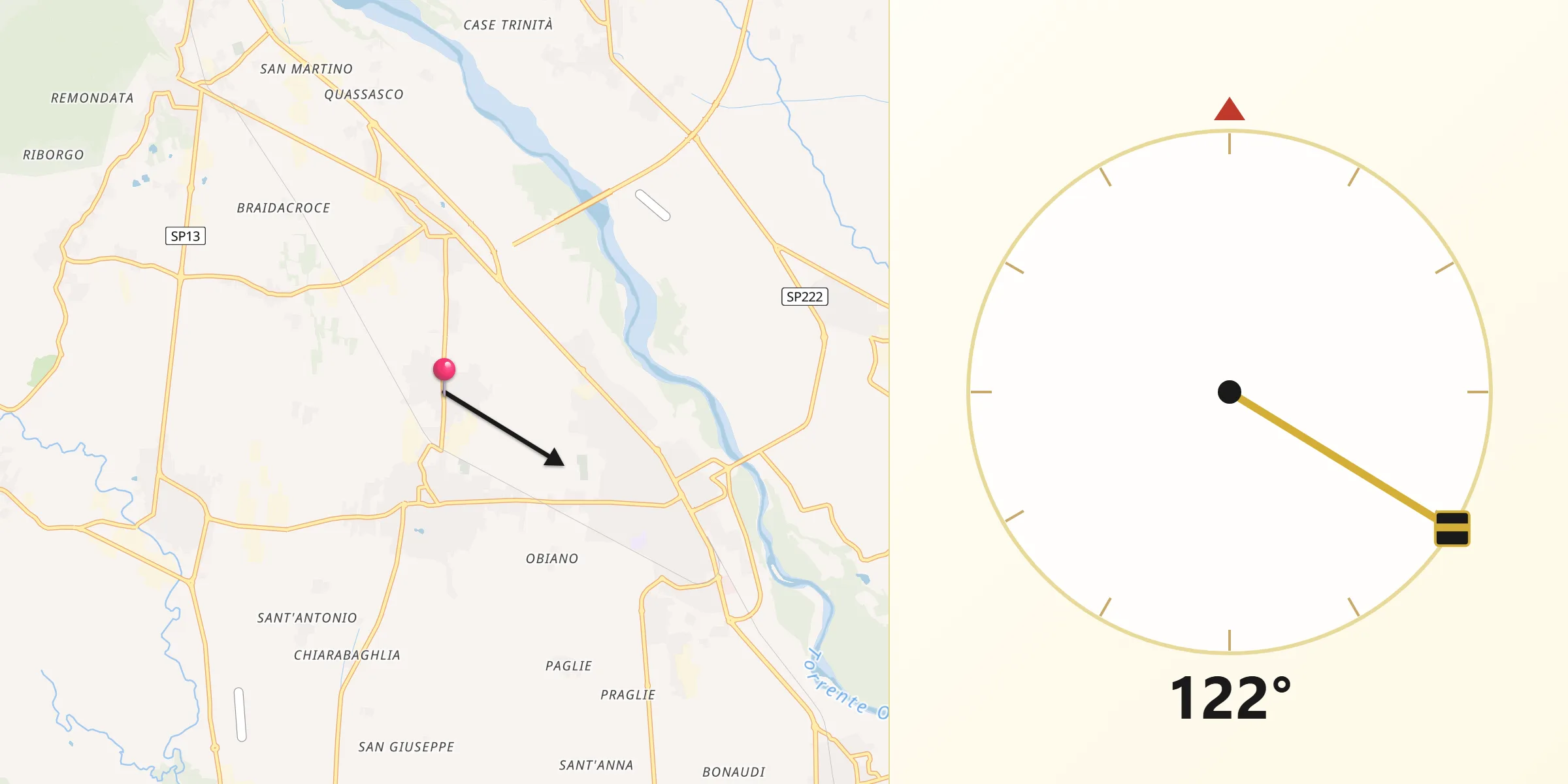 Direzione della Qibla da Oglianico