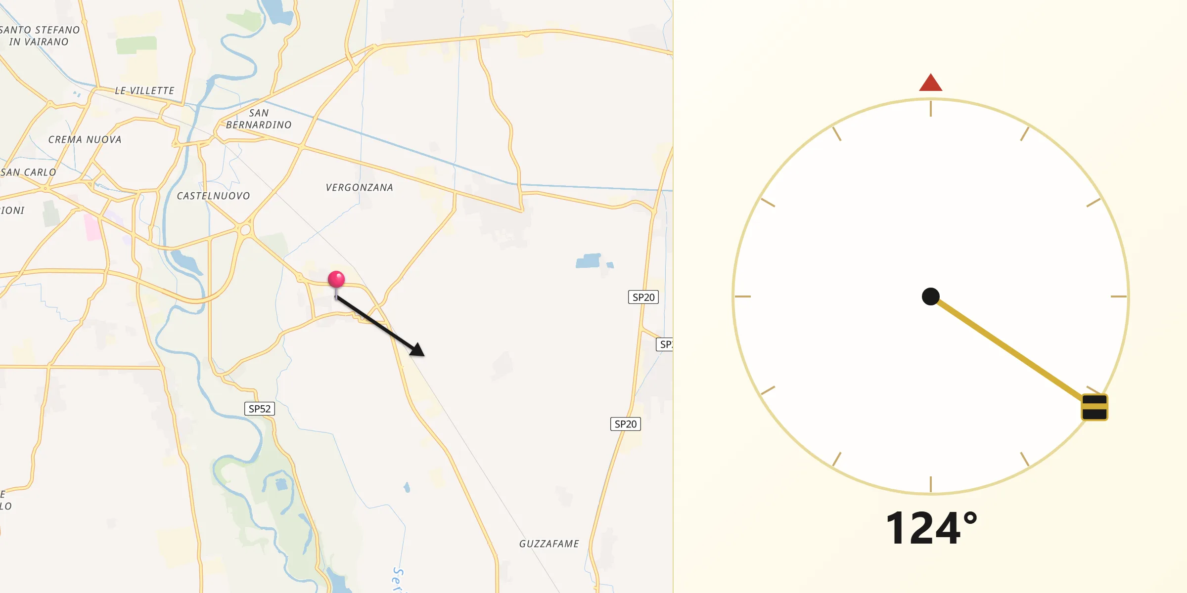 Direzione della Qibla da Madignano