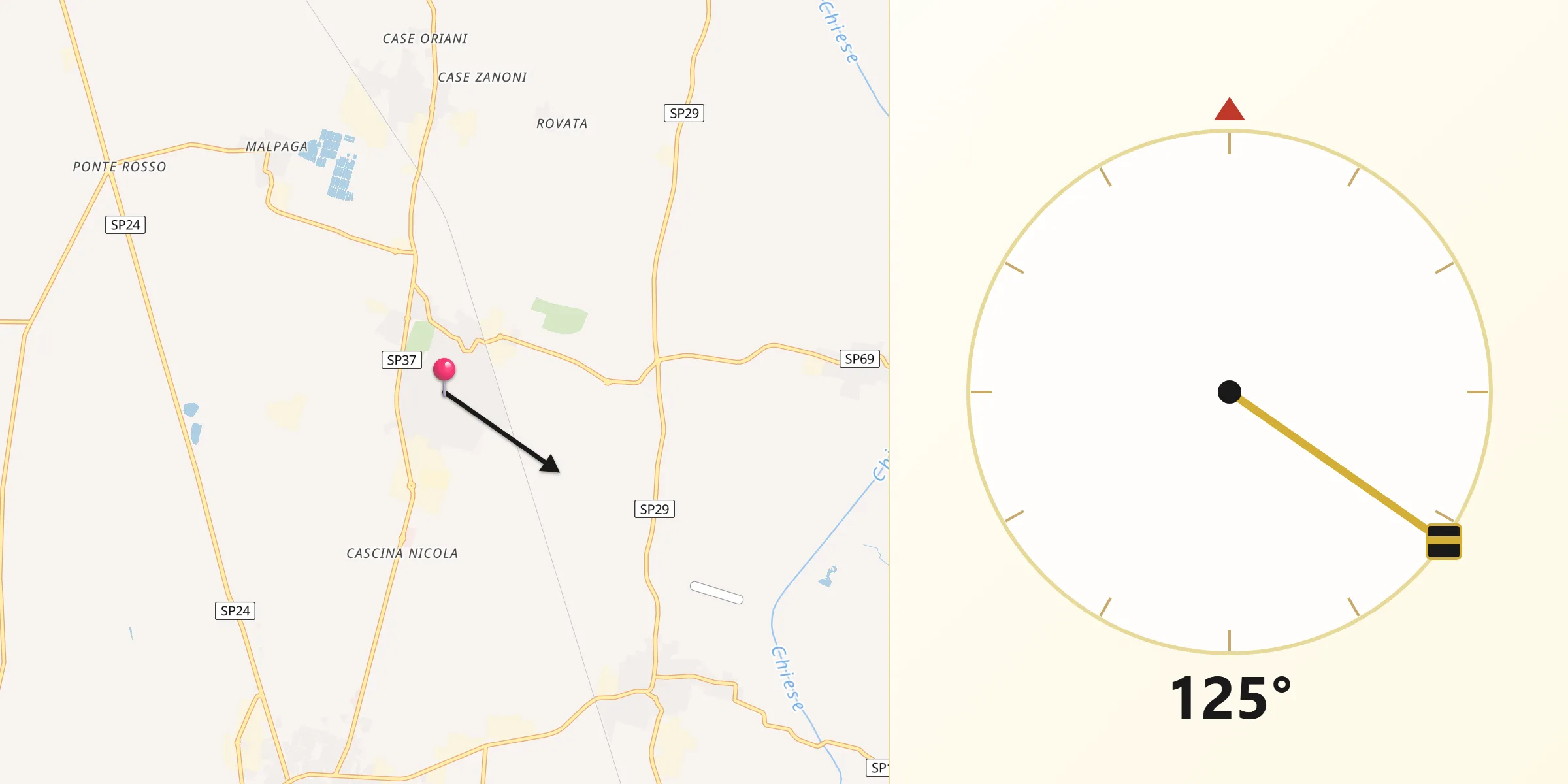 Direzione della Qibla da Calvisano