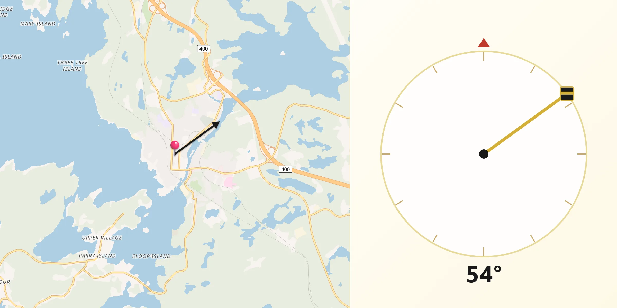 Qibla Direction from Parry Sound