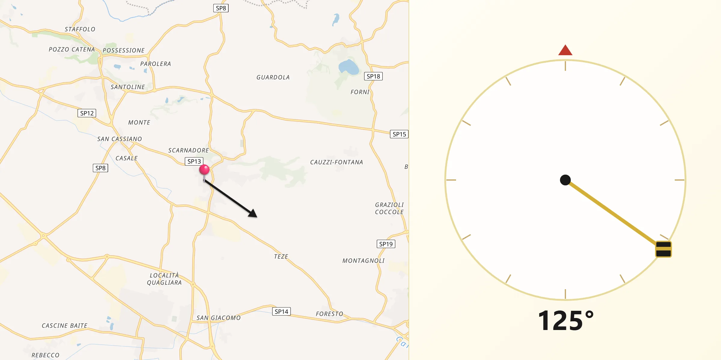Direzione della Qibla da Cavriana