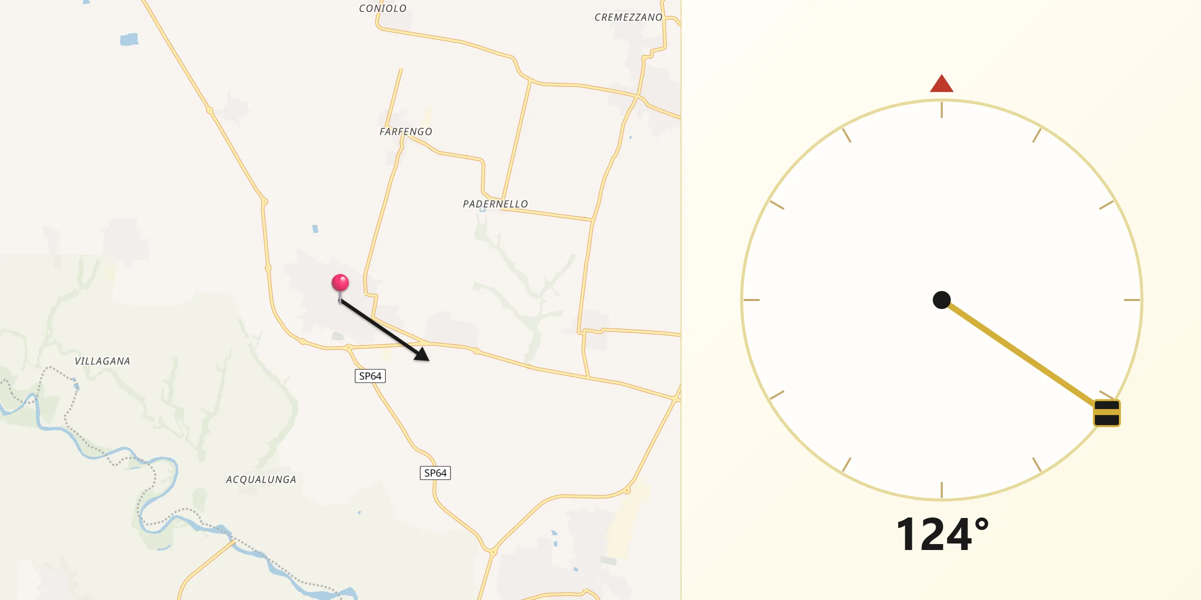 Direzione della Qibla da Borgo San Giacomo