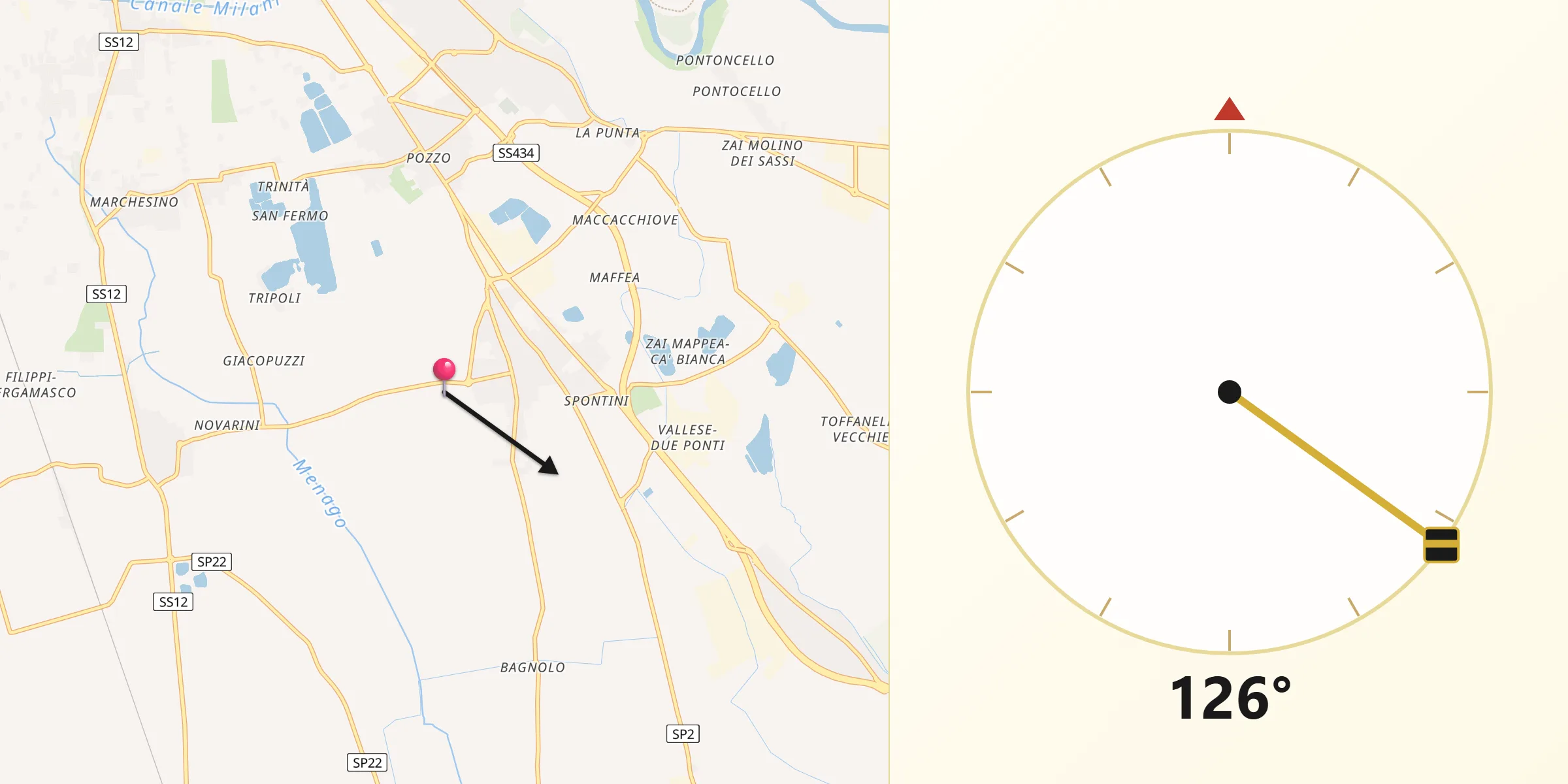 Direzione della Qibla da Raldon