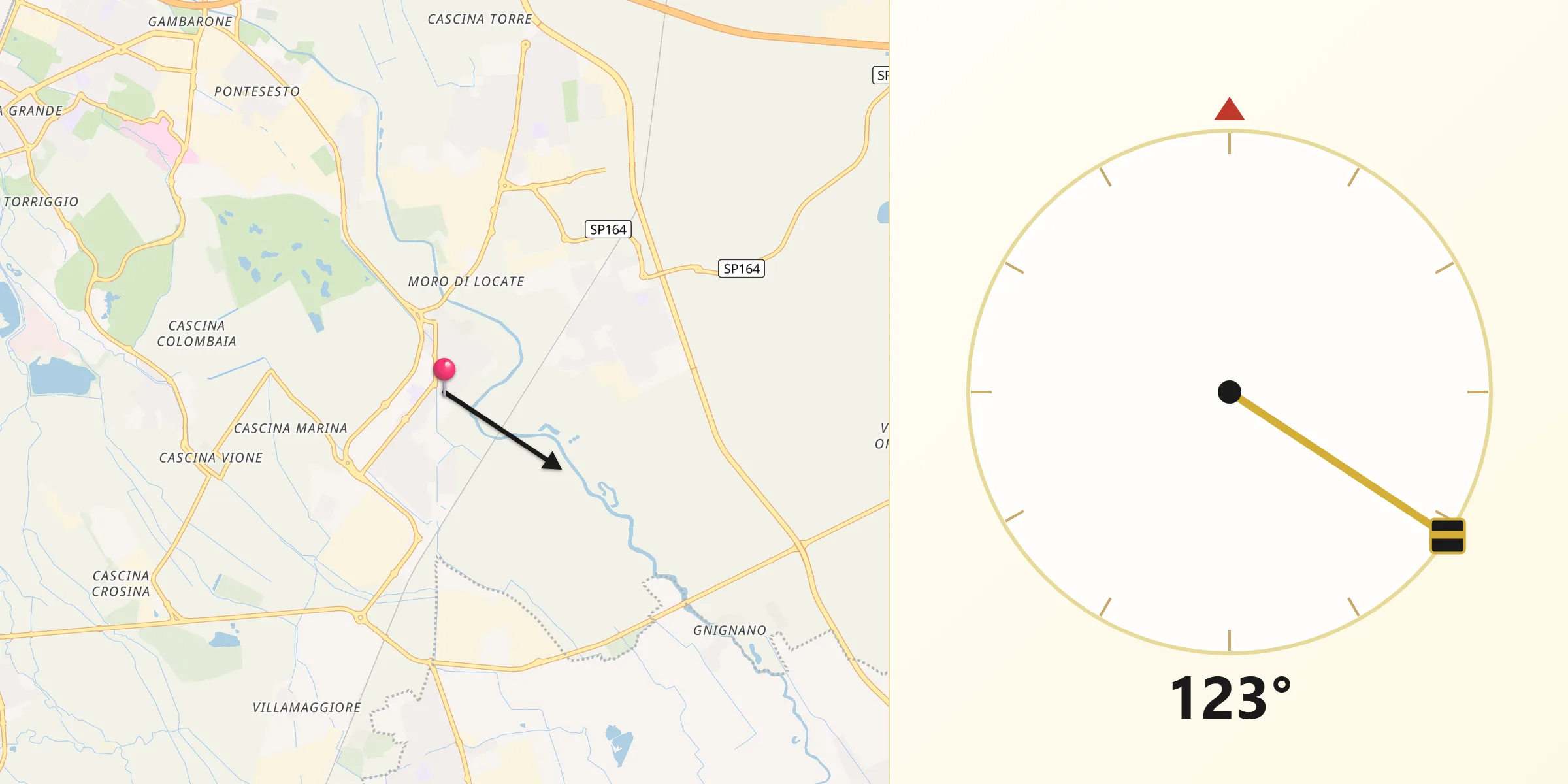 Direzione della Qibla da Pieve Emanuele