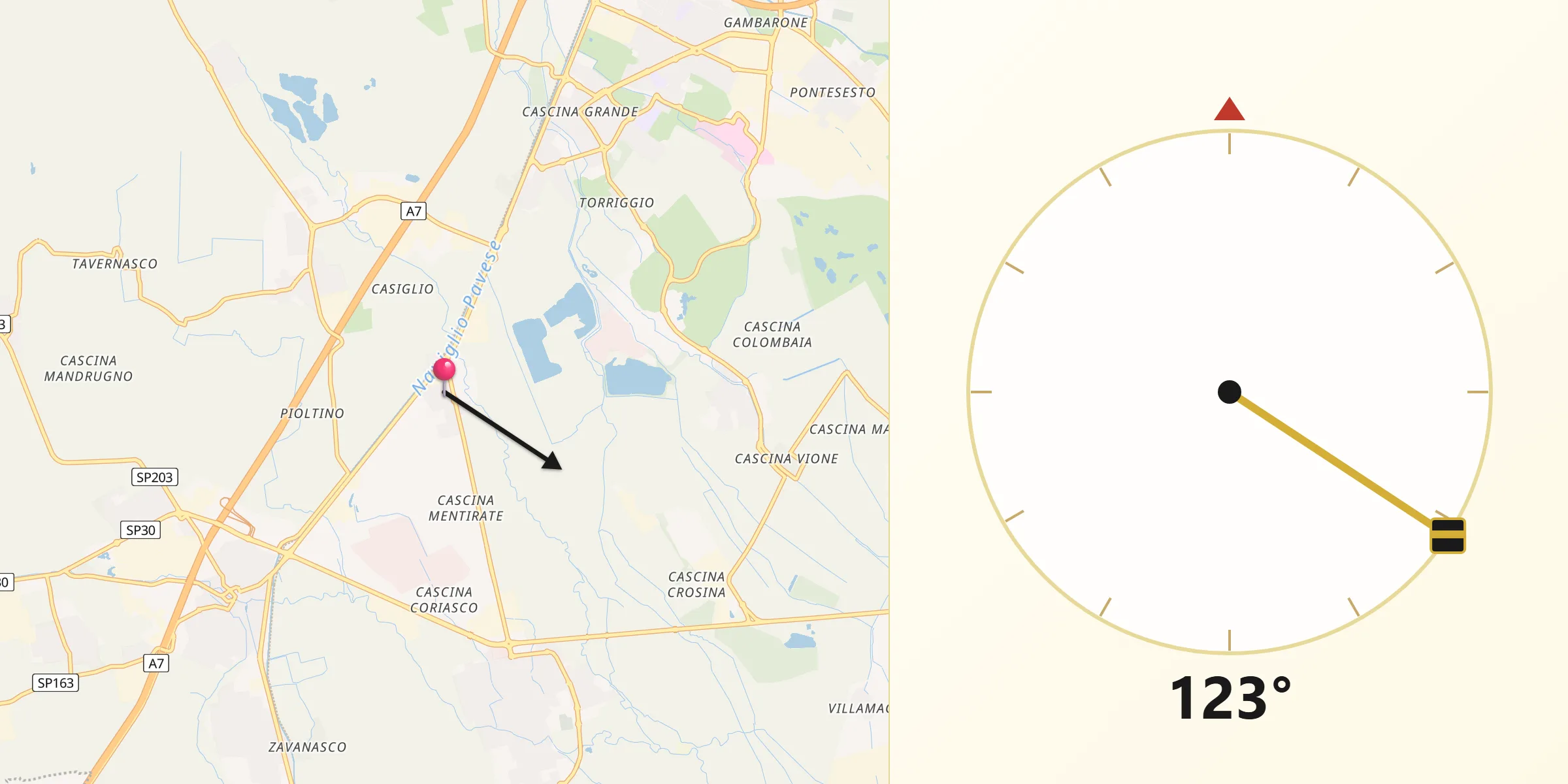 Direzione della Qibla da Badile