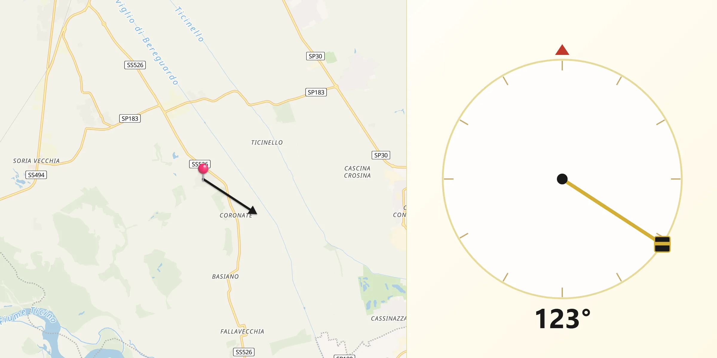 Direzione della Qibla da Morimondo