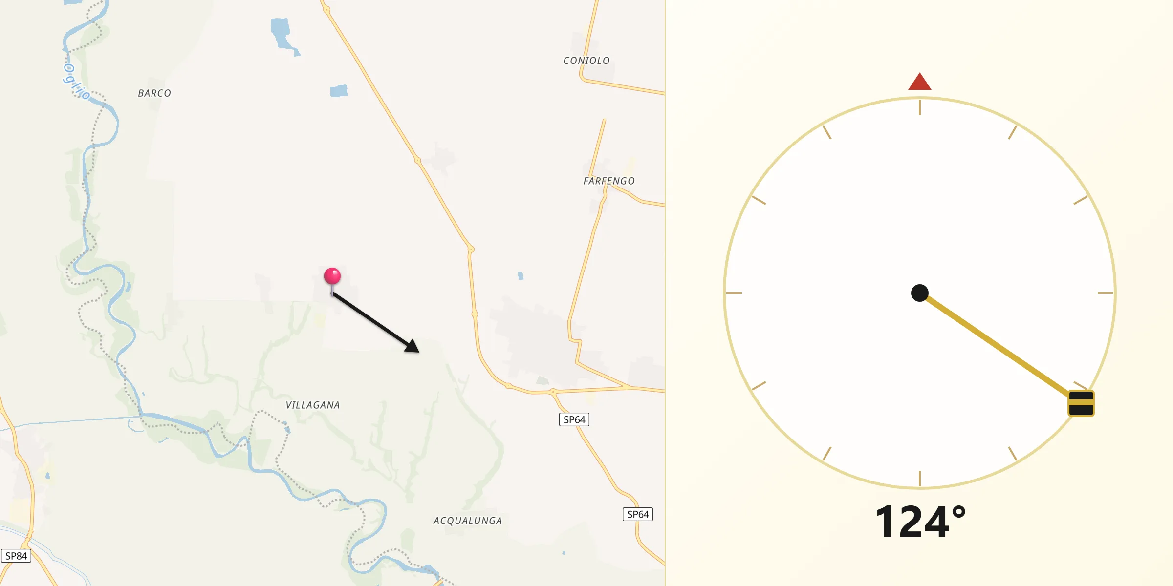 Direzione della Qibla da Villachiara