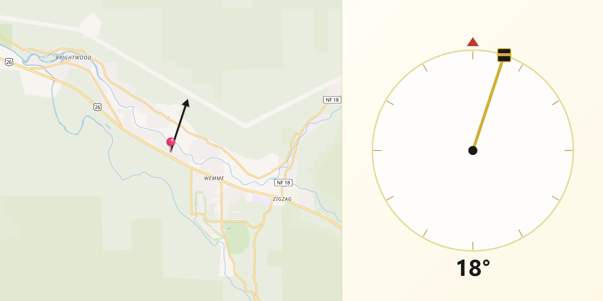 Qibla Direction from Mount Hood Village