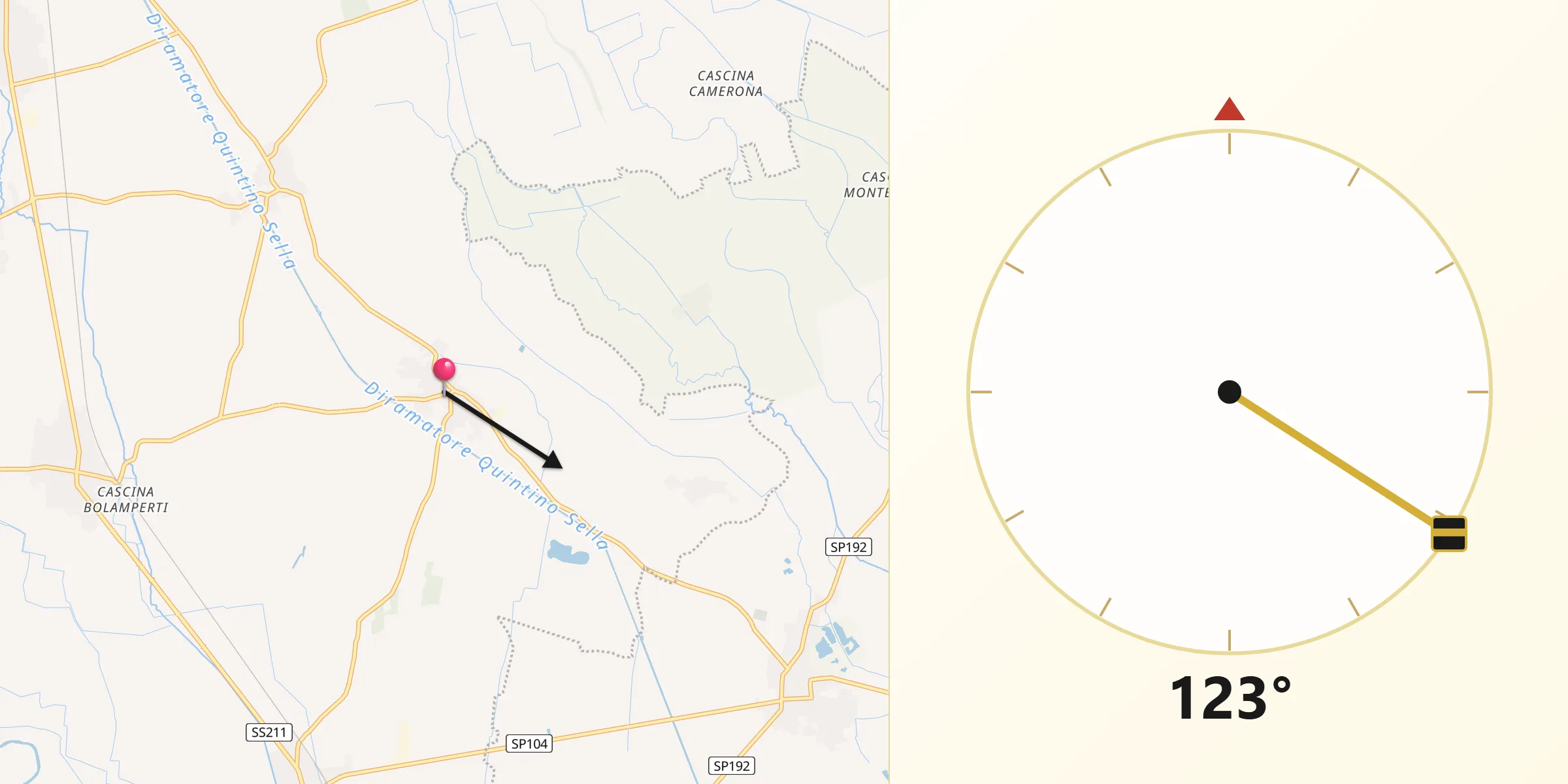 Direzione della Qibla da Tornaco