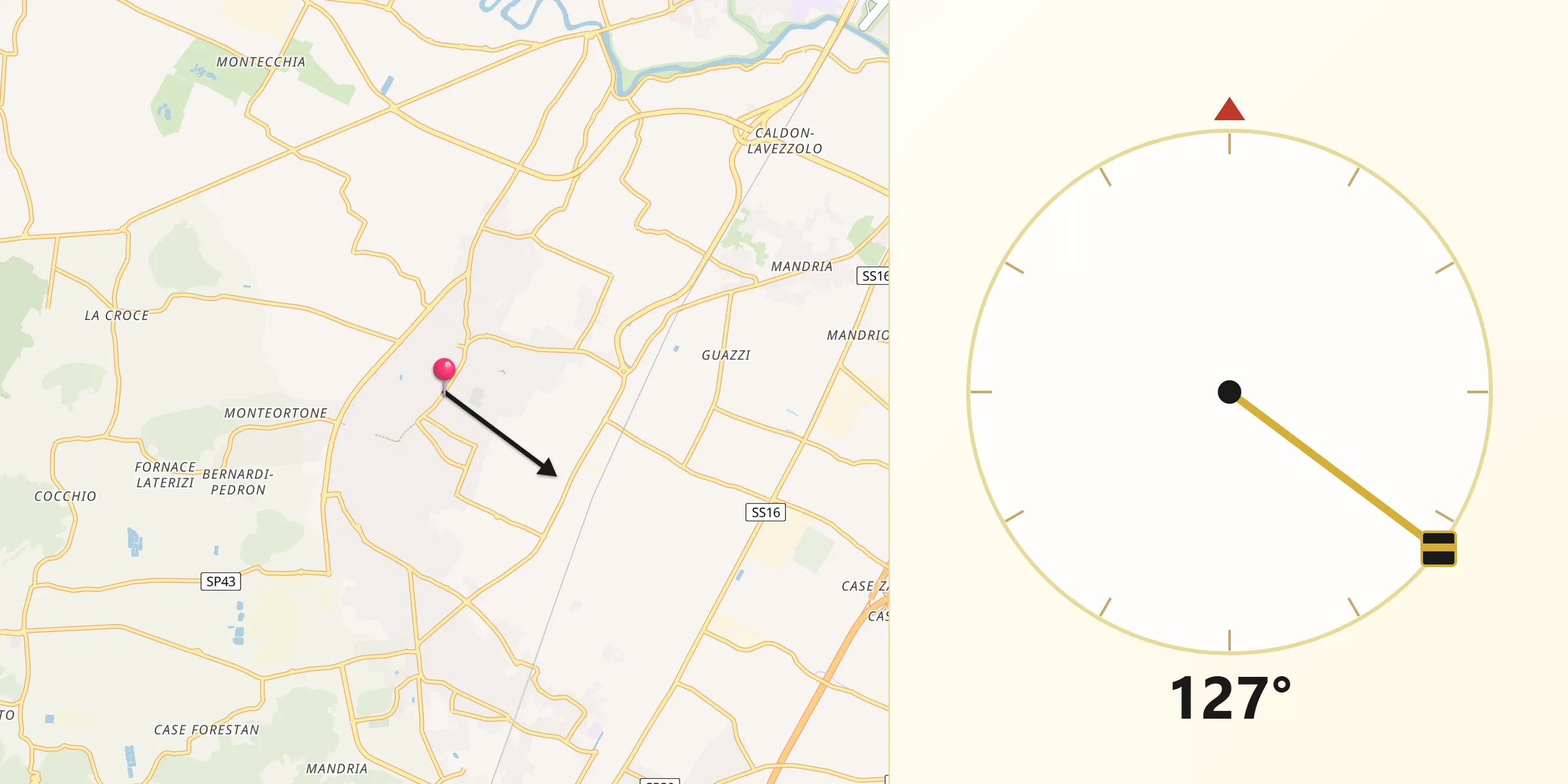 Direzione della Qibla da Abano Terme