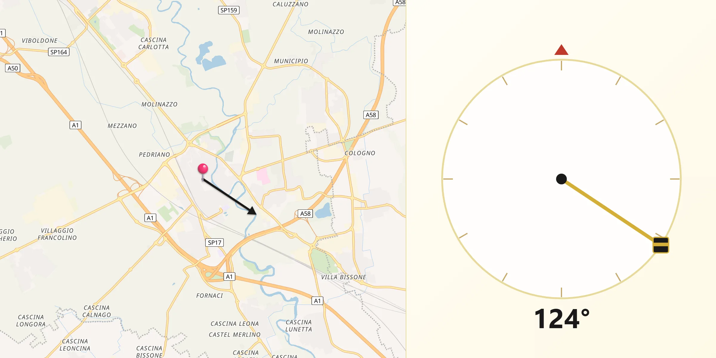 Direzione della Qibla da Melegnano