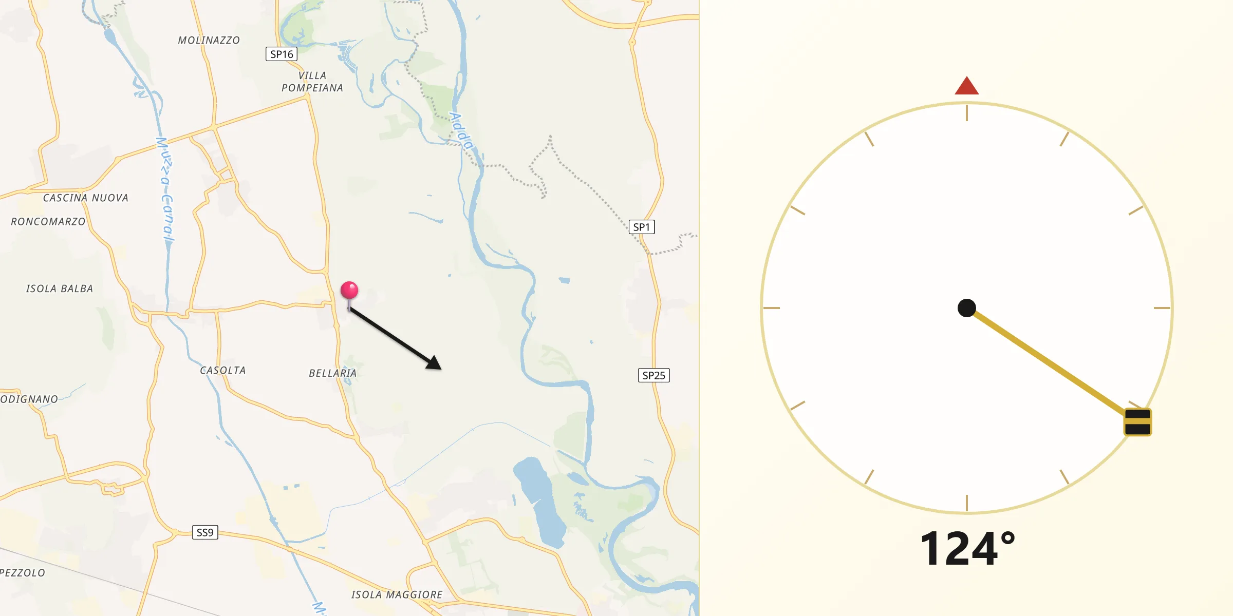 Direzione della Qibla da Galgagnano