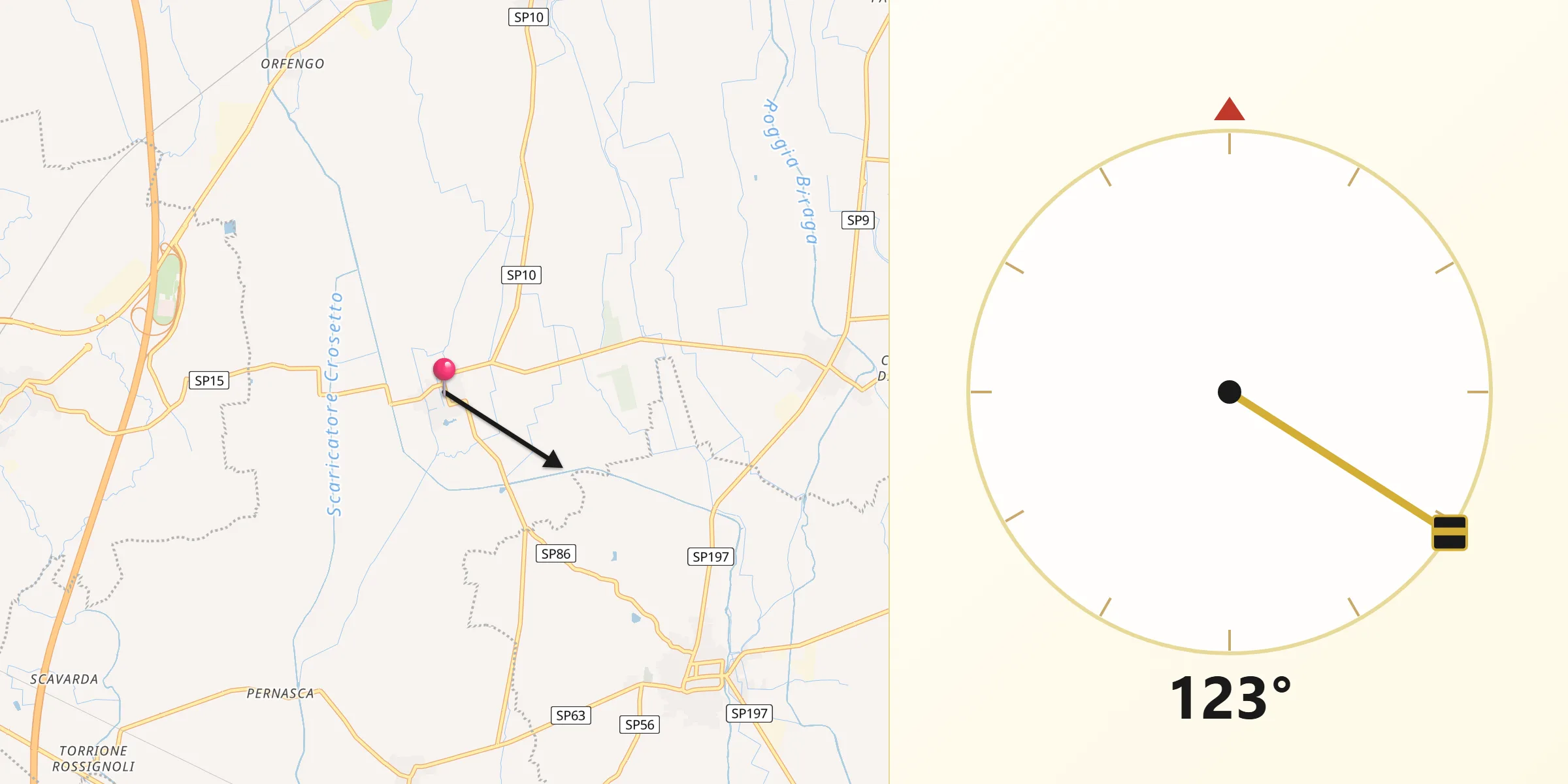 Direzione della Qibla da Casalino